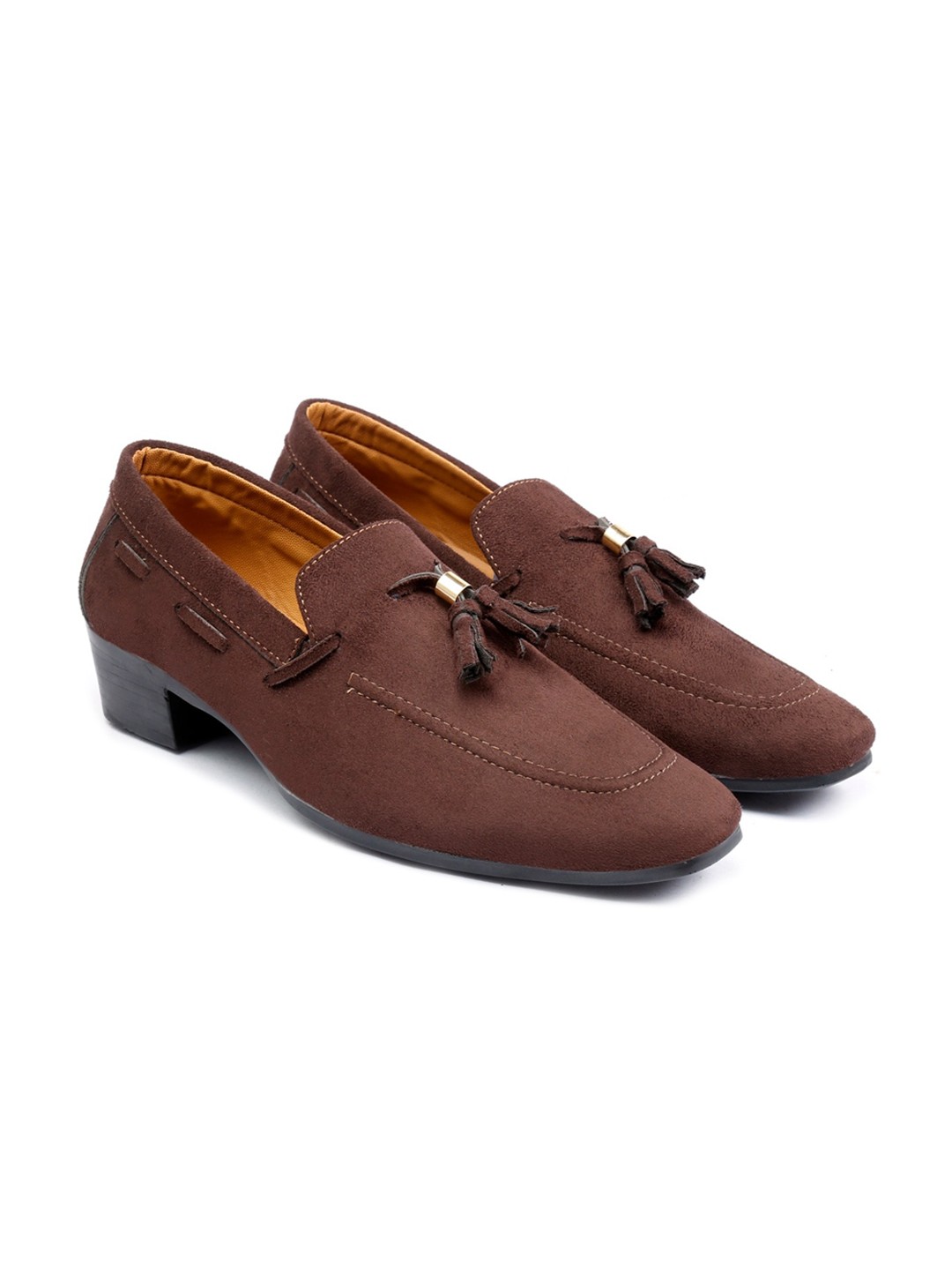 

Bxxy Men Heeled Suede Tassel Loafers, Brown