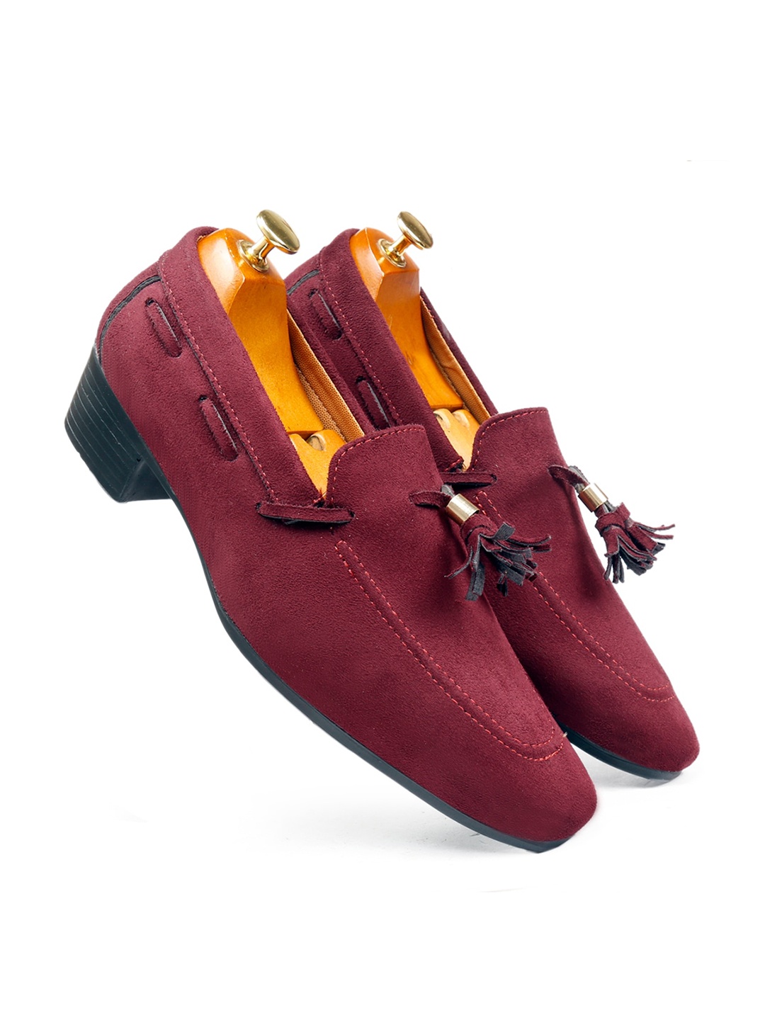 

Bxxy Men Heeled Suede Tassel Loafers, Maroon