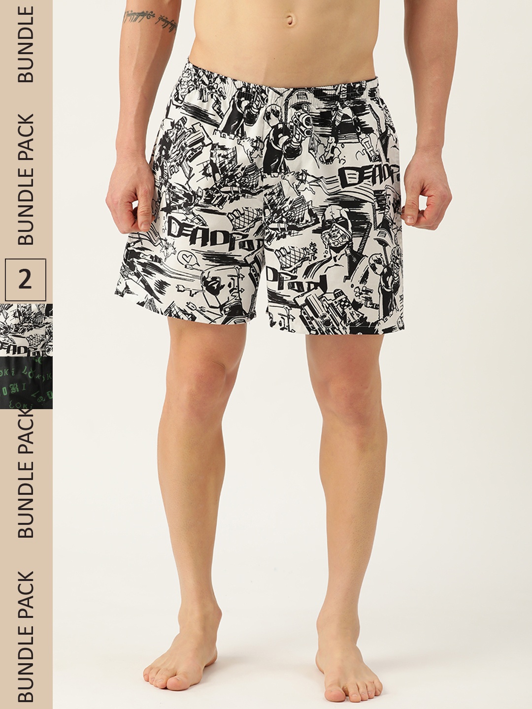 

Kook N Keech Men Set of 2 Marvel Printed Cotton Boxers KS22M753, Black
