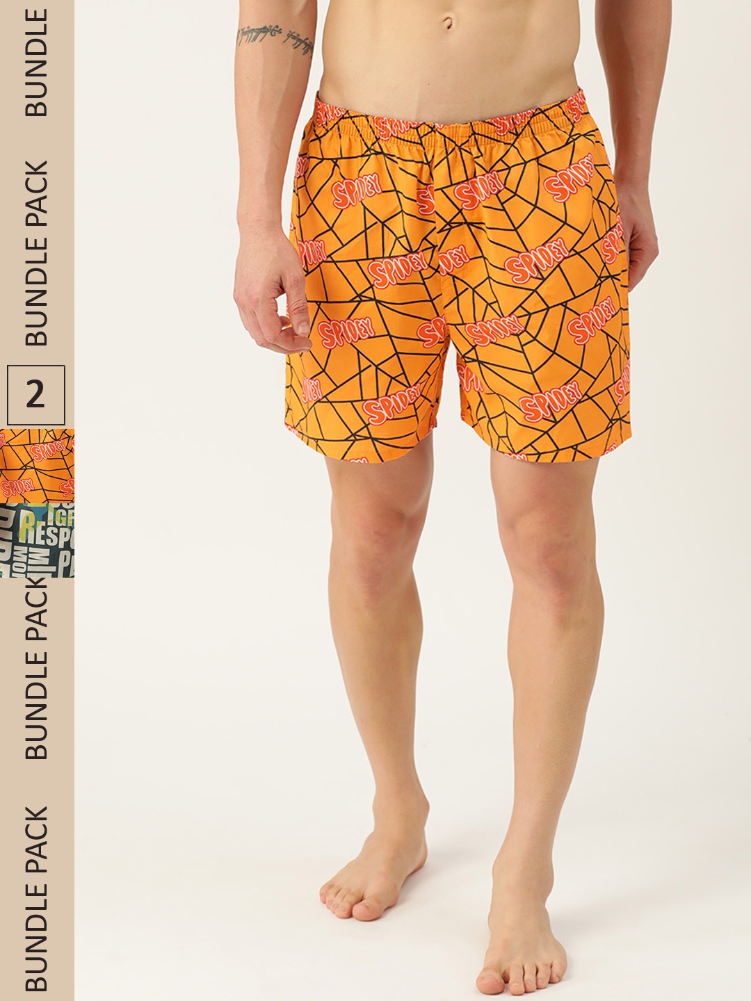 

Kook N Keech Men Set of 2 Spiderman Printed Cotton Boxers KS22M750, Yellow