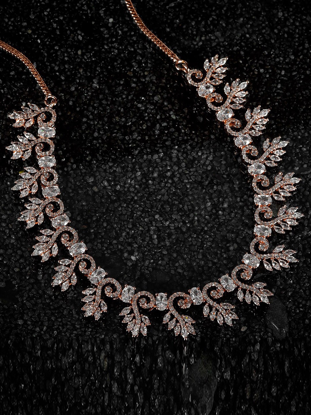 

Kord Store Rose Gold-Plated CZ Studded Jewellery Set