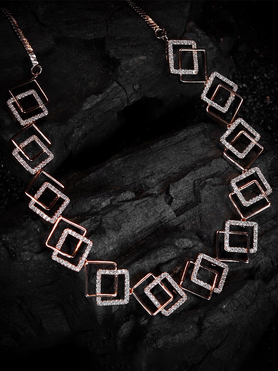 

Kord Store Rose Gold-Plated AD Studded Jewellery Set