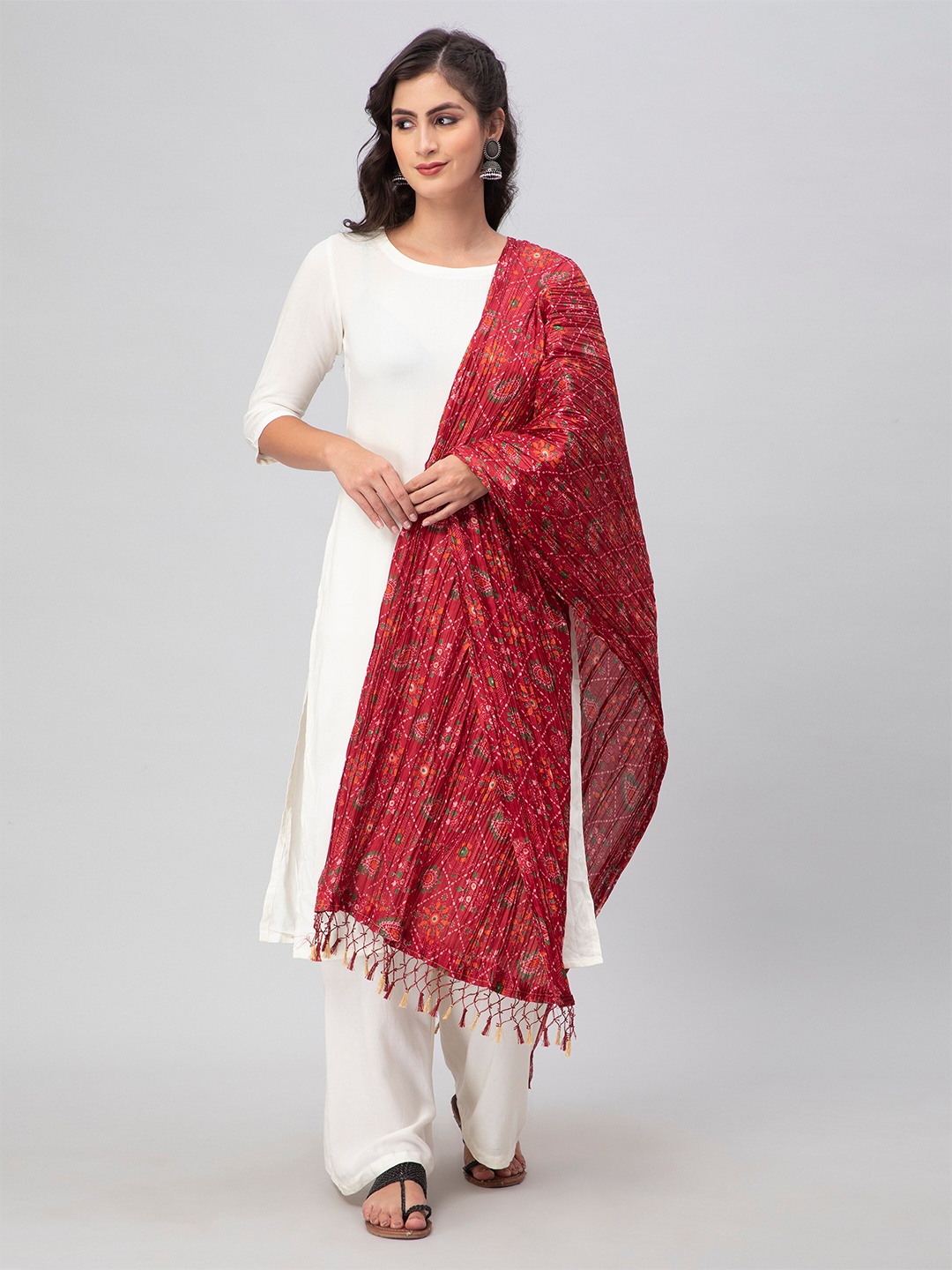 

Aditi Wasan Ethnic Motifs Printed Dupatta, Red