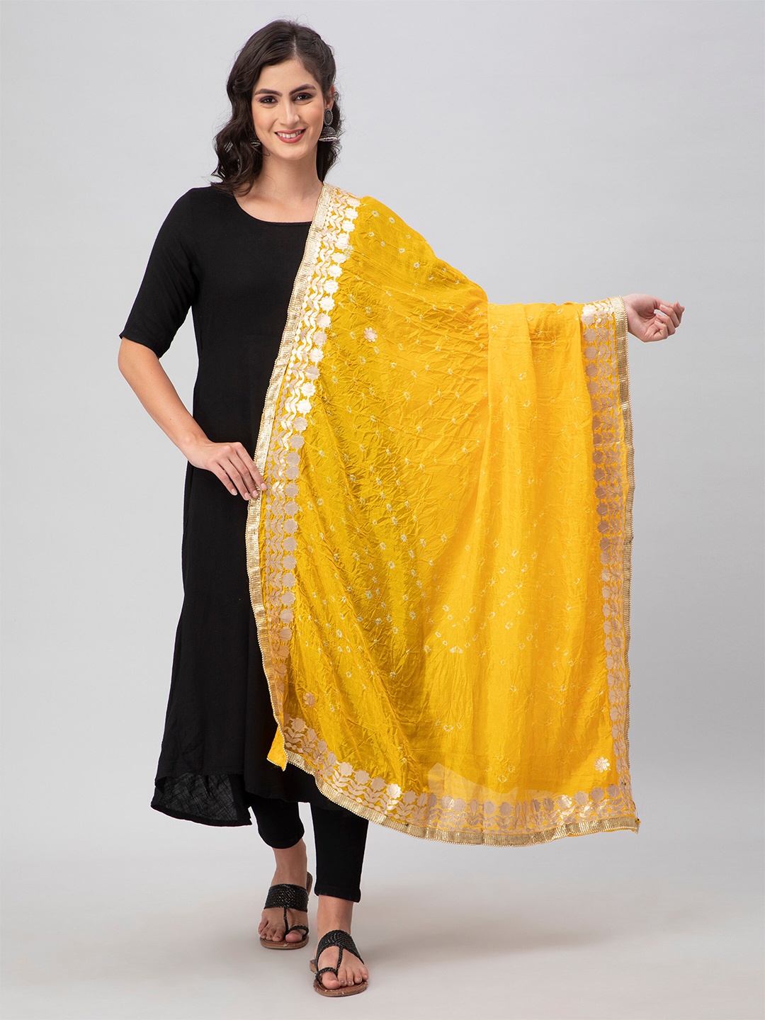 

Aditi Wasan Dyed Bandhani Dupatta, Yellow