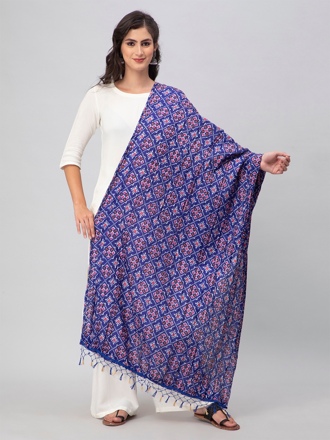 

Aditi Wasan Printed Silk Blend Dupatta, Blue