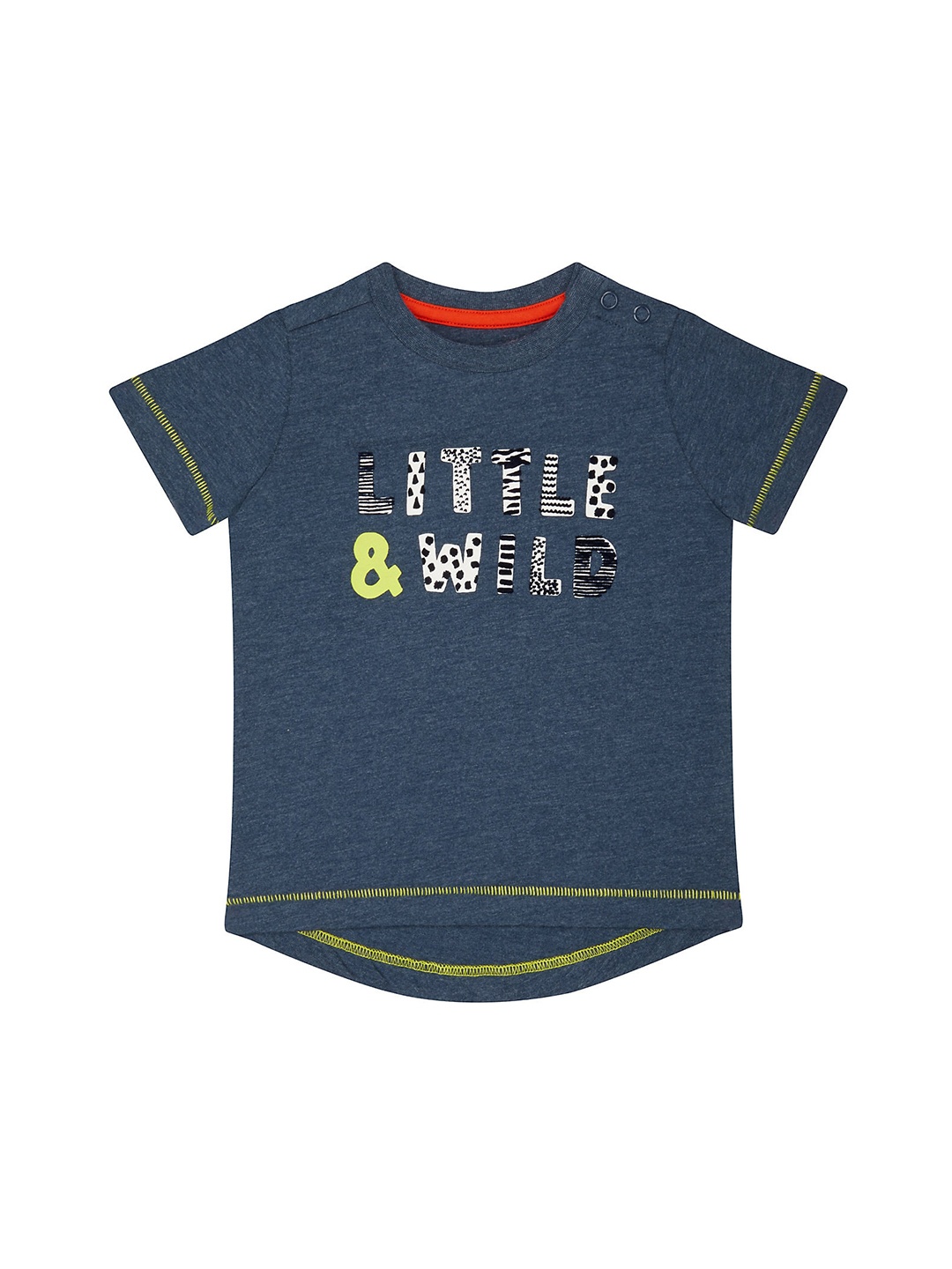 

mothercare Boys Typography Printed Round Neck Cotton T-shirt, Blue