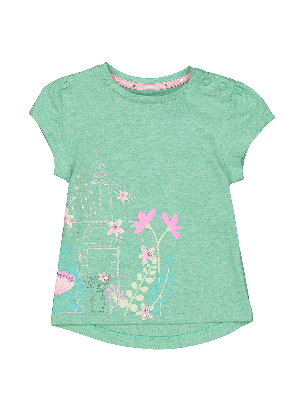 

mothercare Infants Girls Floral Printed Cotton T-shirt, Green