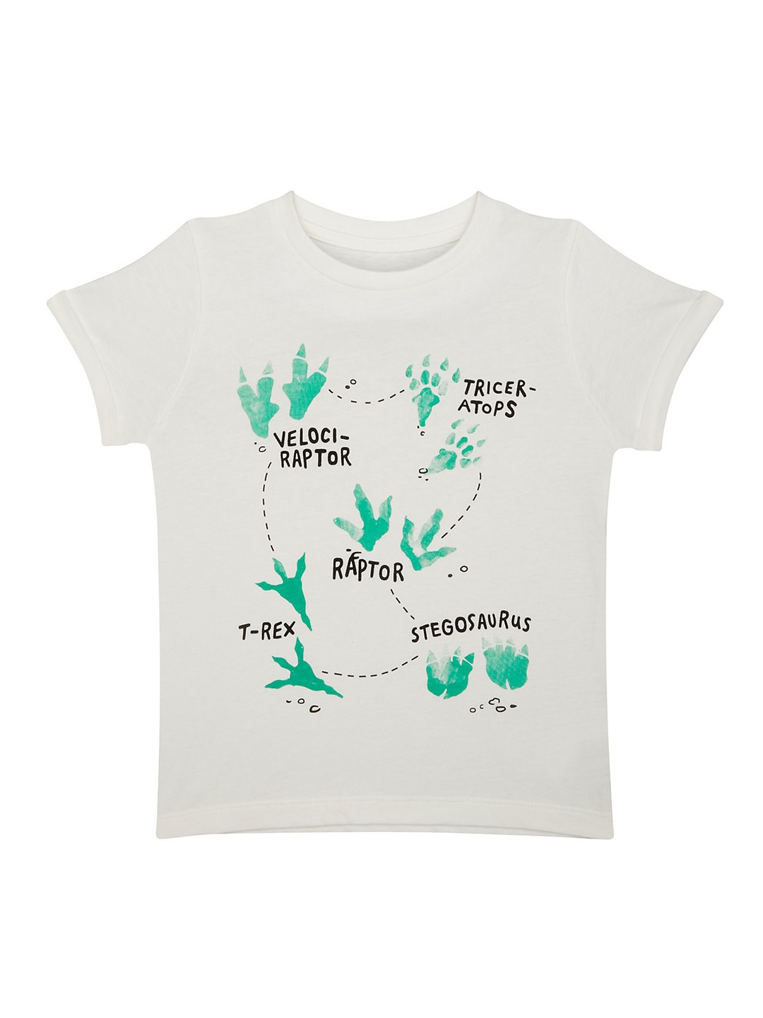 

mothercare Boys Floral Printed Short Sleeves Round Neck Cotton T-shirt, Off white