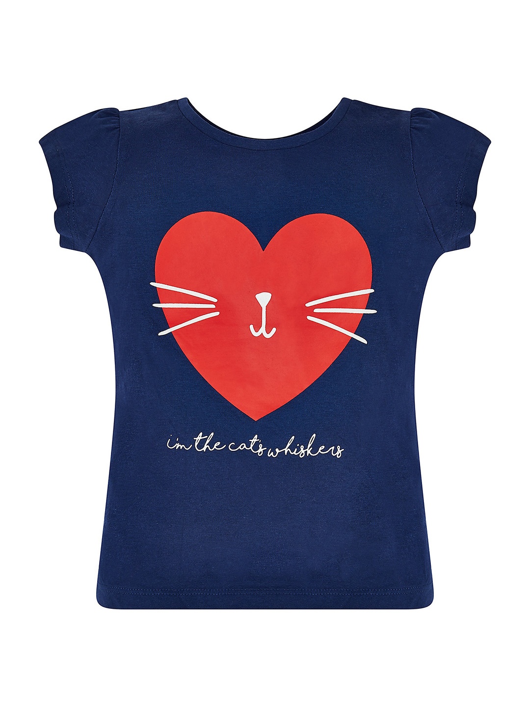 

mothercare Kids Girls Graphic Printed Cotton T-shirt, Navy blue
