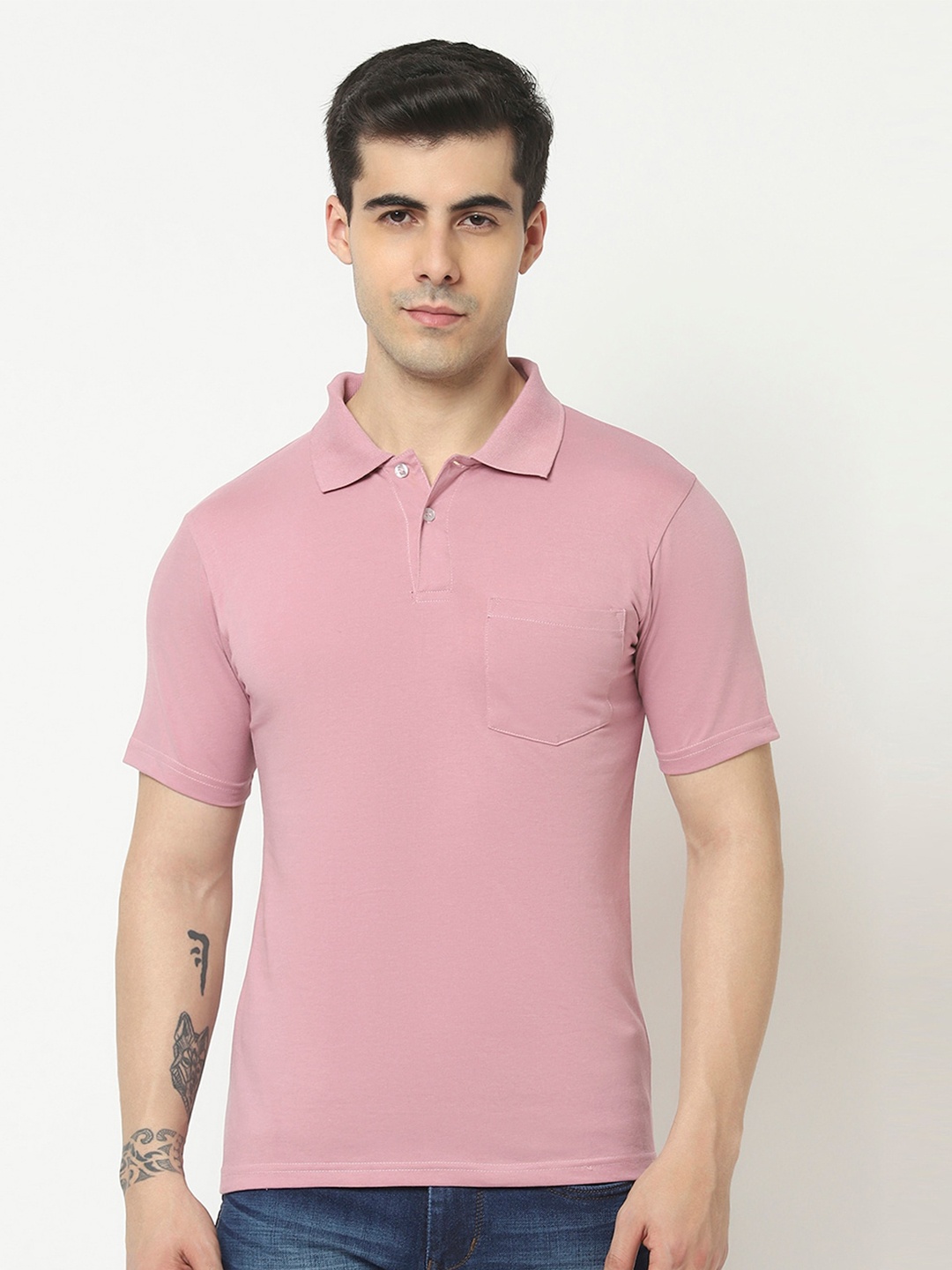 

T.T. Polo Collar Regular Sleeves Cotton T-shirt, Pink
