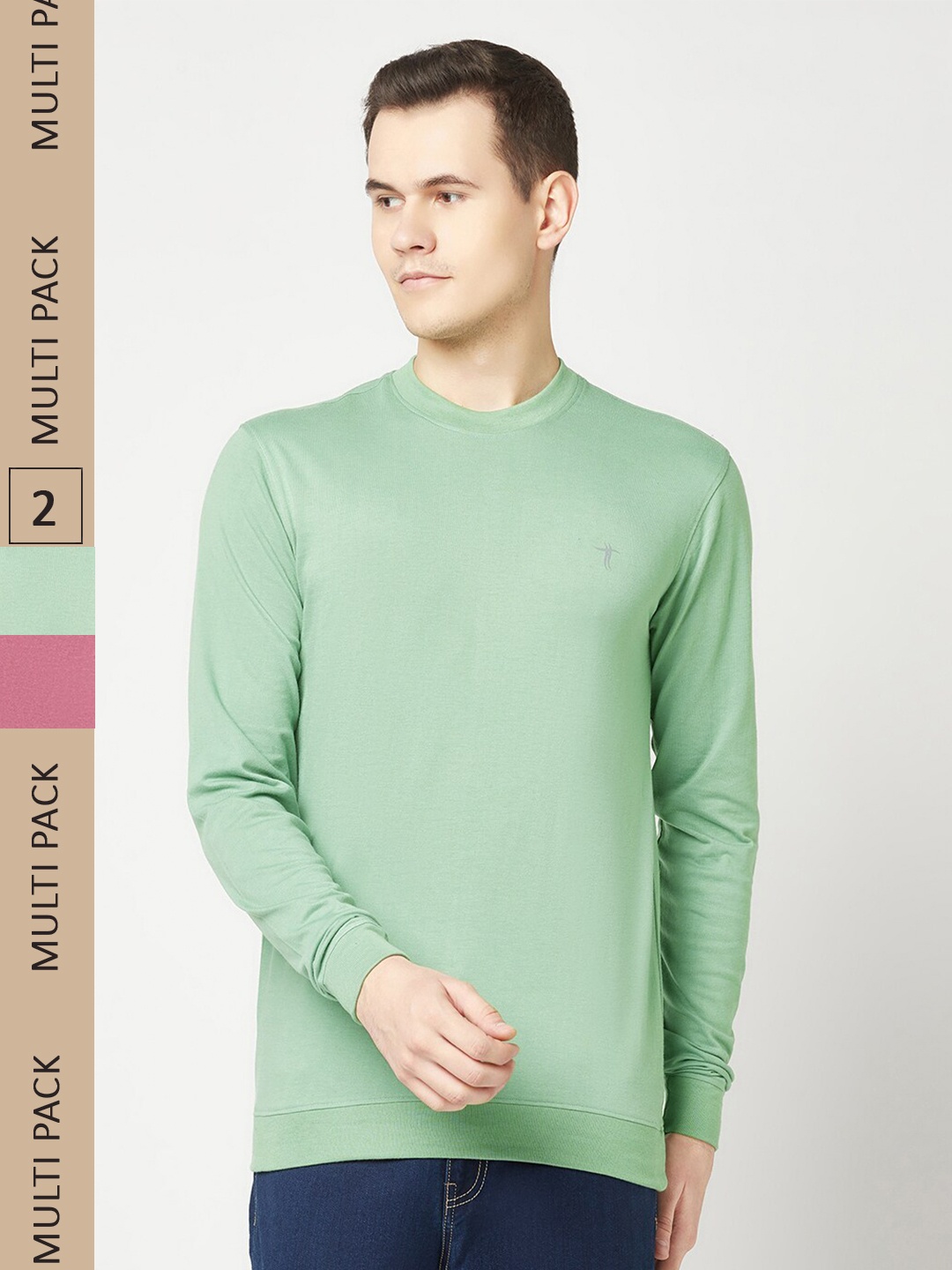 

T.T. Pack Of 2 Long Sleeves Casual T-shirts, Green