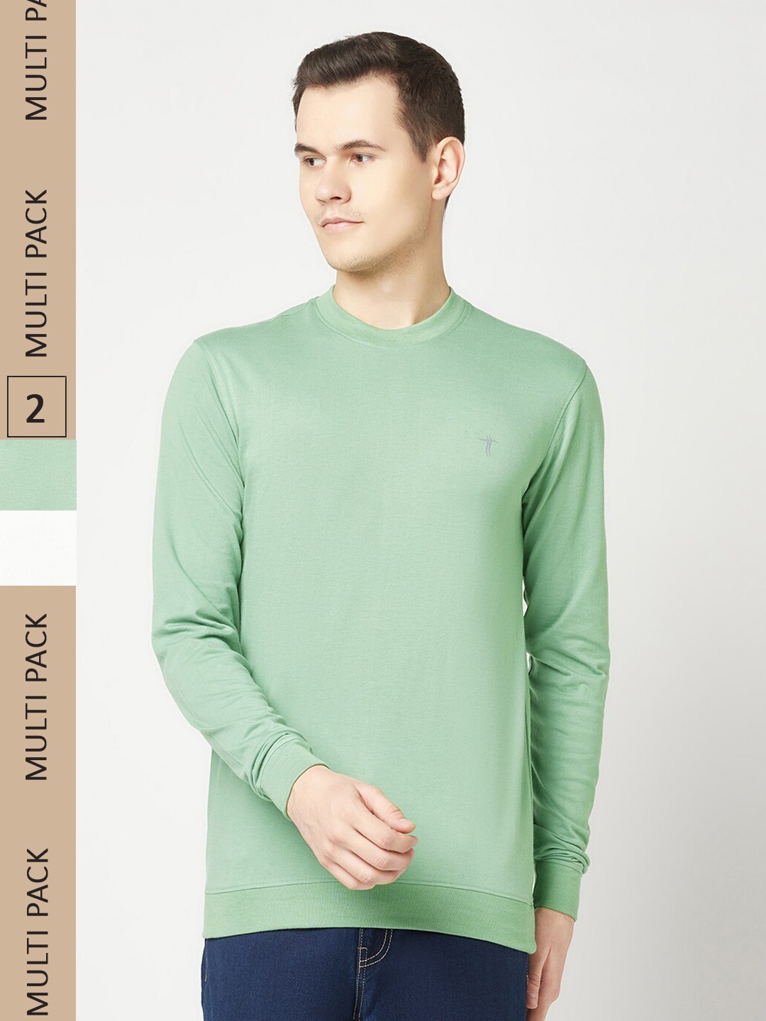 

T.T. Pack Of 2 Long Sleeves Casual T-shirts, Green