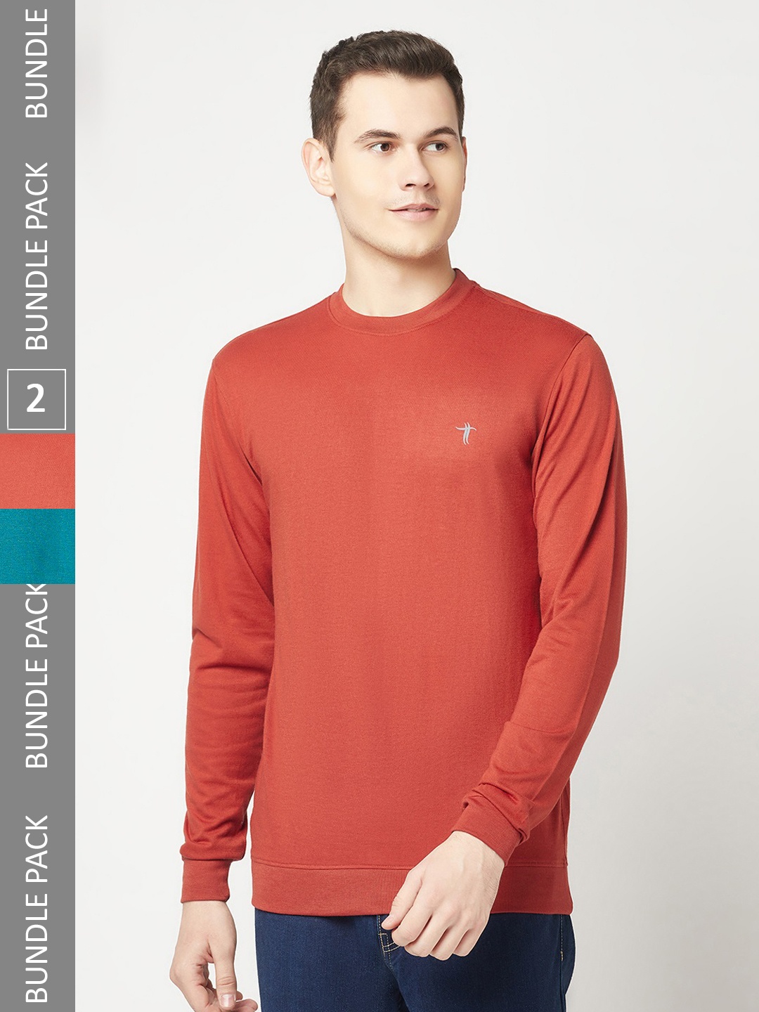 

T.T. Men Pack Of 2 Round Neck T-Shirt, Red