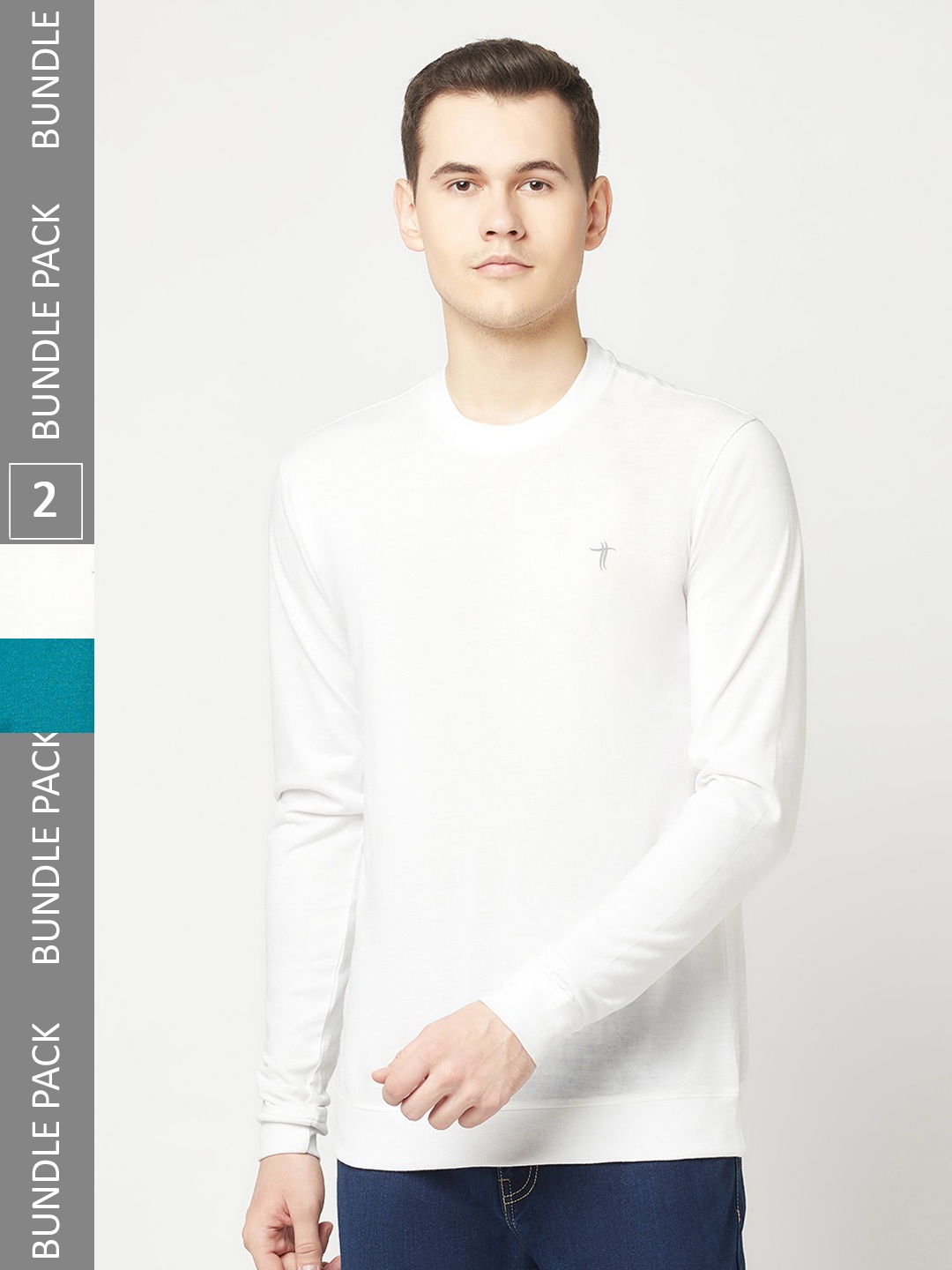 

T.T. Men Pack of 2 Round Neck T-Shirt, White