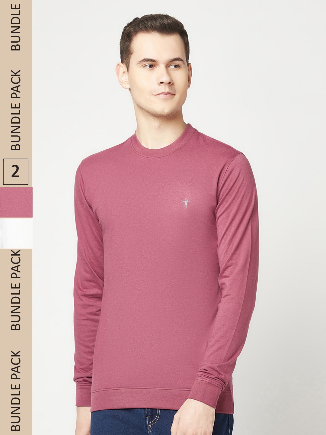 

T.T. Pack Of 2 Round Neck Long Sleeves T-shirt, Pink