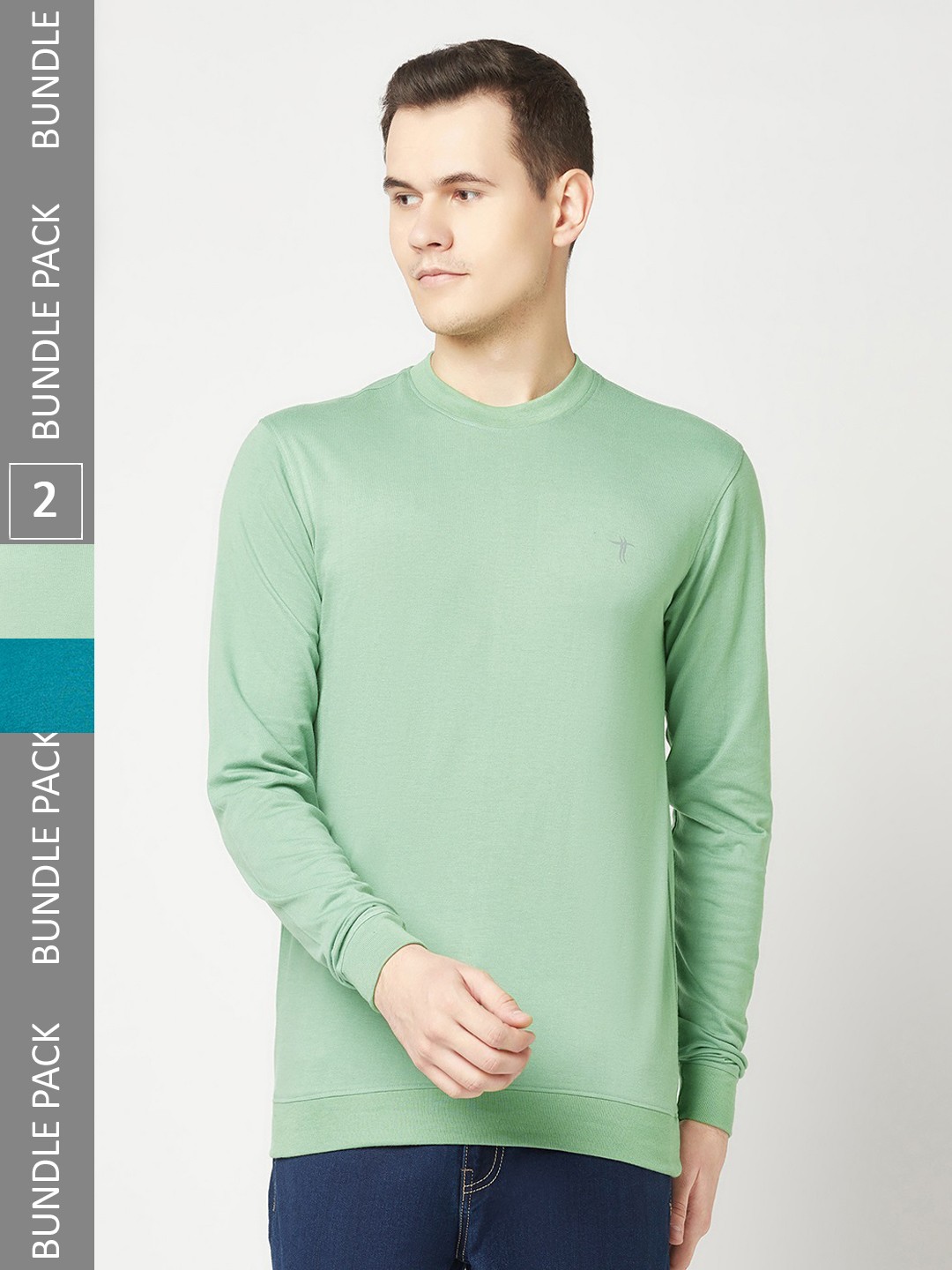 

T.T. Pack Of 2 Round Neck Regular Fit T-shirt, Green