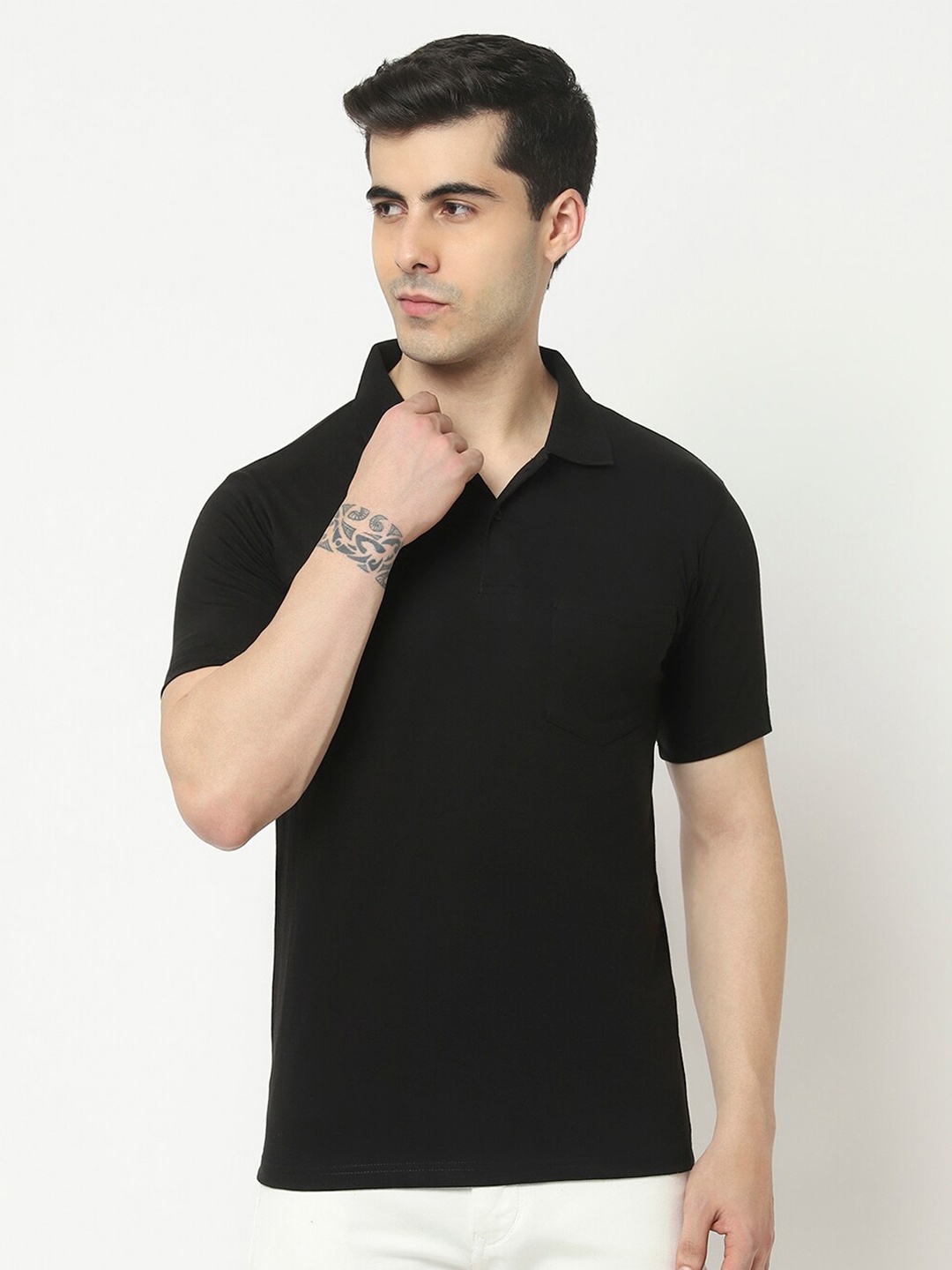 

T.T. Polo Collar T-shirt, Black
