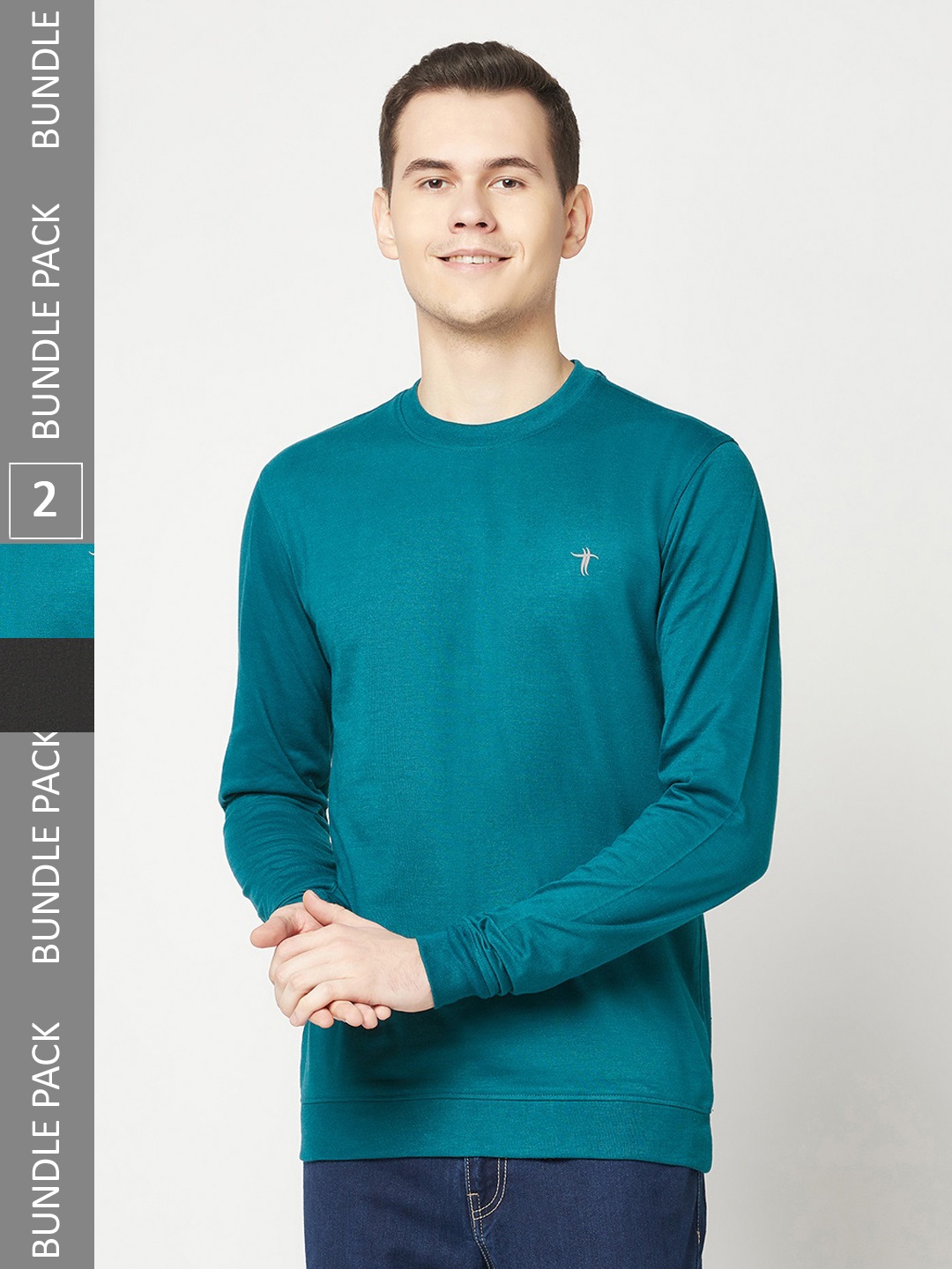 

T.T. Pack Of 2 Round Neck Regular Fit T-shirt, Teal