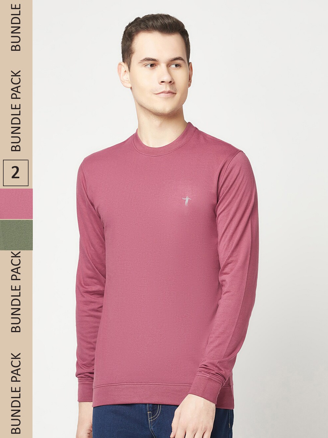 

T T Pack Of 2 Round Neck Long Sleeves T-shirt, Pink