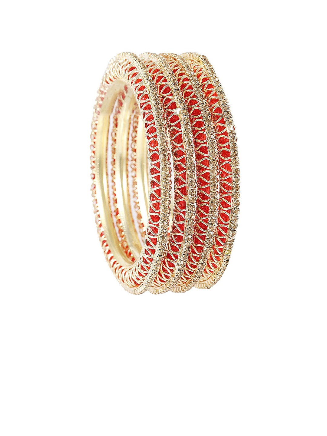 

NMII Set Of 4 Gold-Plated Beaded Kada Bangles