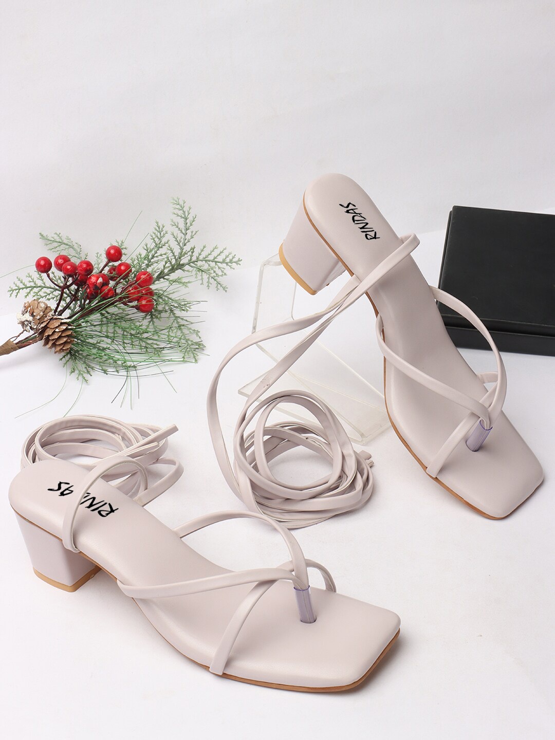 

RINDAS Lace-Up High-Top Block Heel Gladiators, Lavender