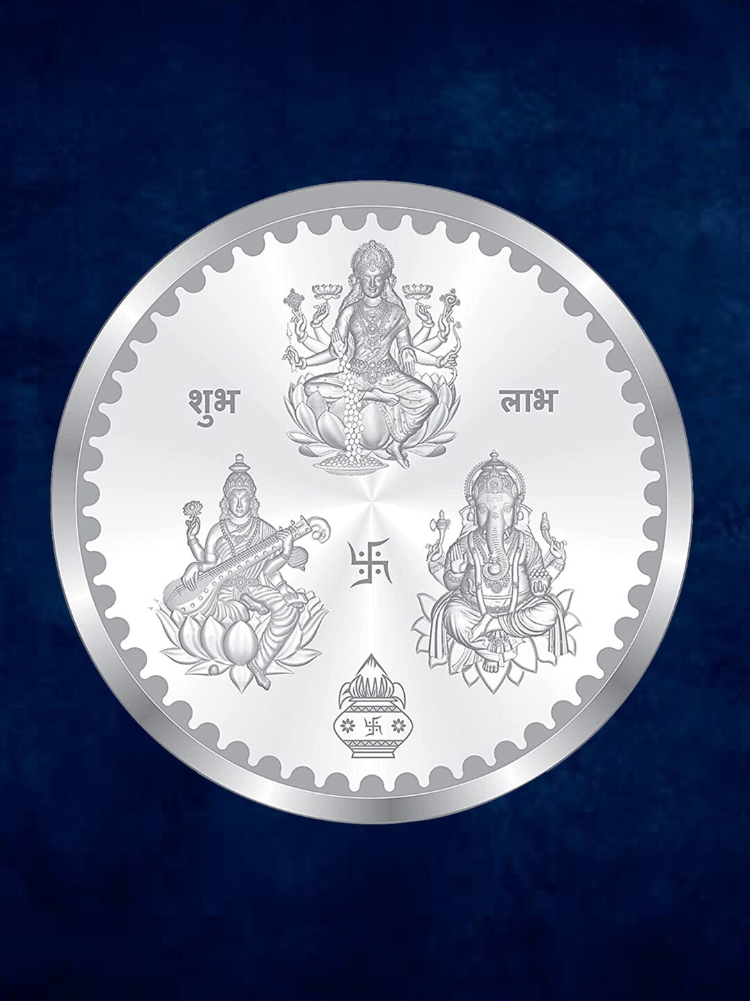 

Taraash Lord Ganesh & Goddess Lakshmi & Sarasvati 999 Silver Coin - 10 Gram
