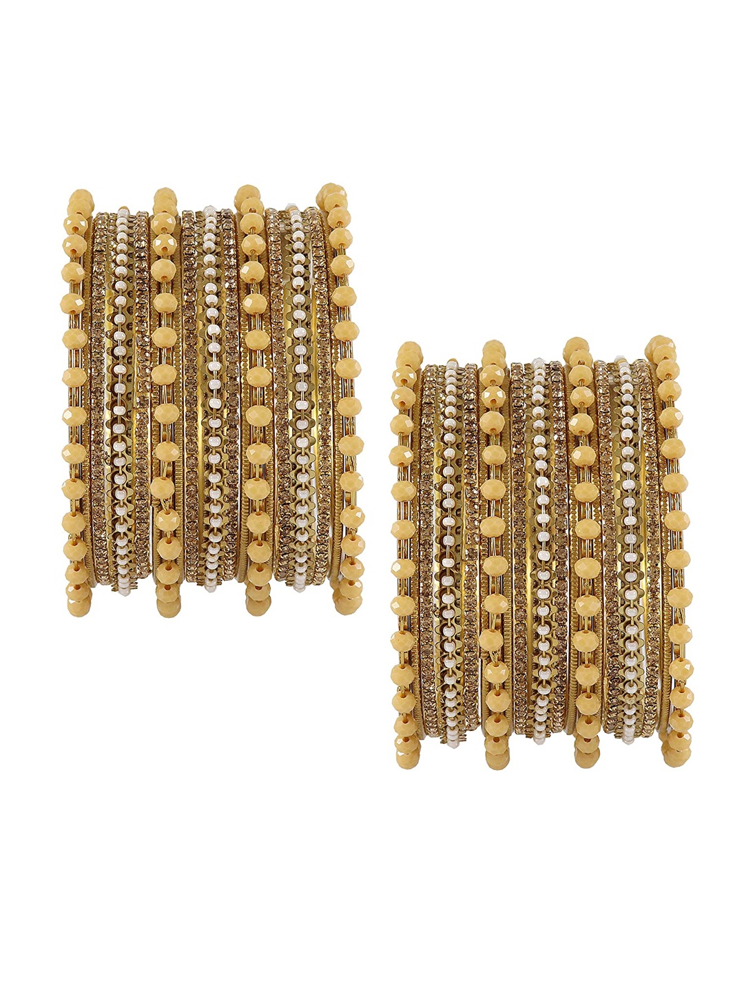 

NMII Set Of 38 Gold-Plated Zircon-Studded Kada Bangles