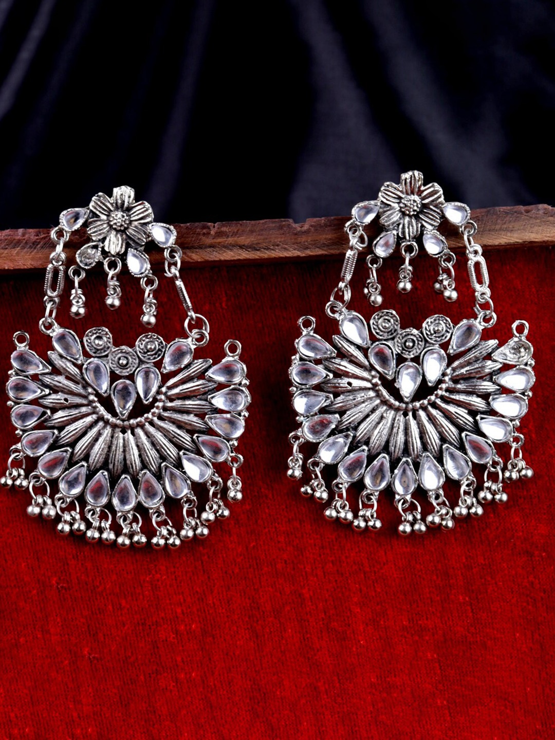 

VAGHBHATT Circular Chandbalis Earrings, Silver