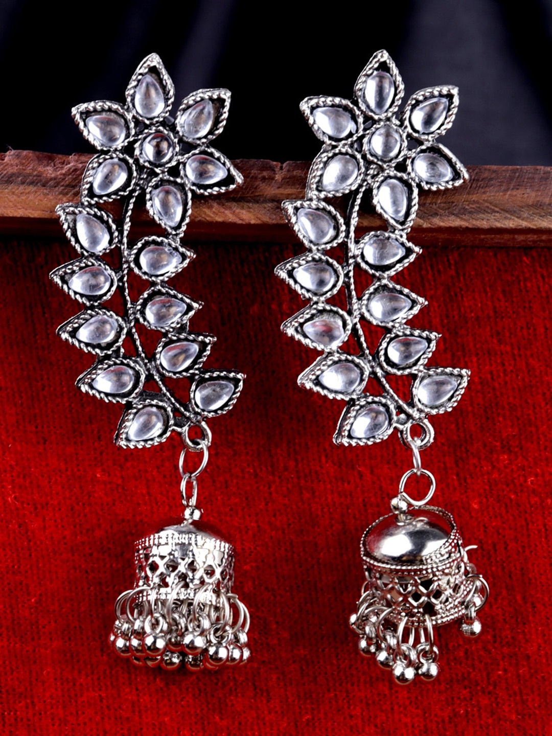 

VAGHBHATT Classic Ethnic Jhumkas Earrings, Silver