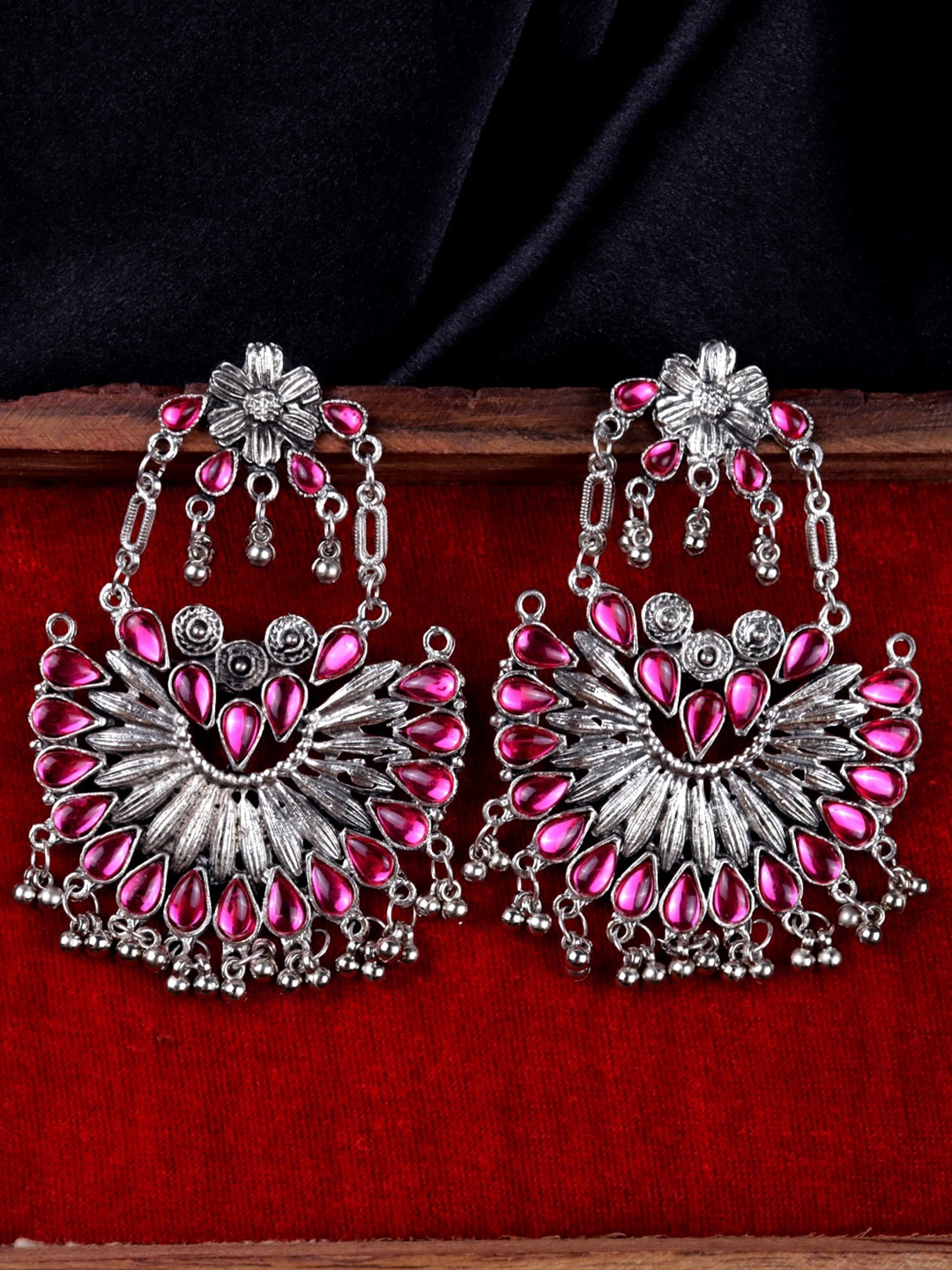 

VAGHBHATT Classic Chandbalis Drop Earrings, Pink