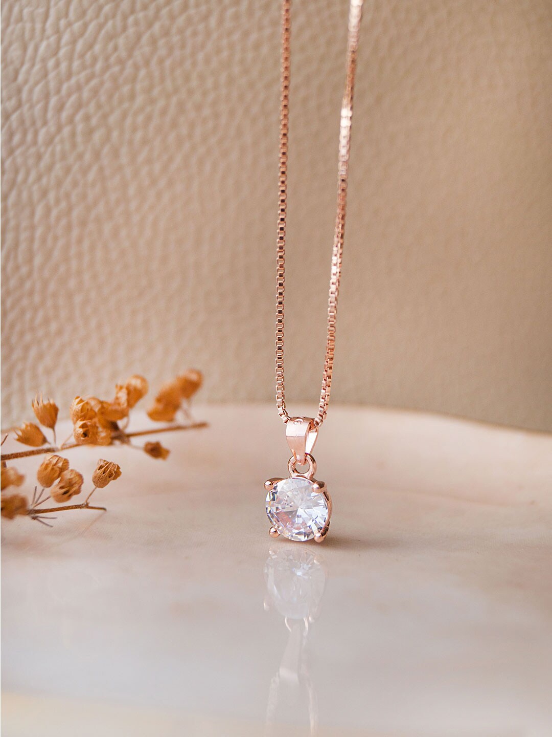 

MANNASH Sterling Silver Rose Gold-Plated Pendant With Chain
