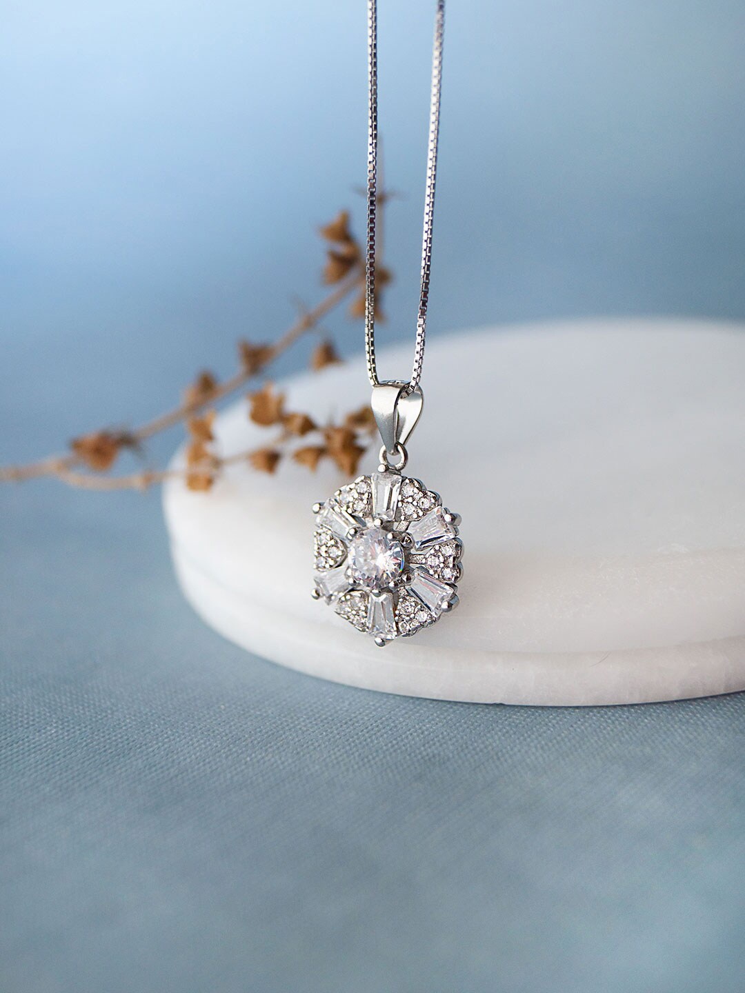 

MANNASH Sterling Silver Rhodium-Plated Necklace