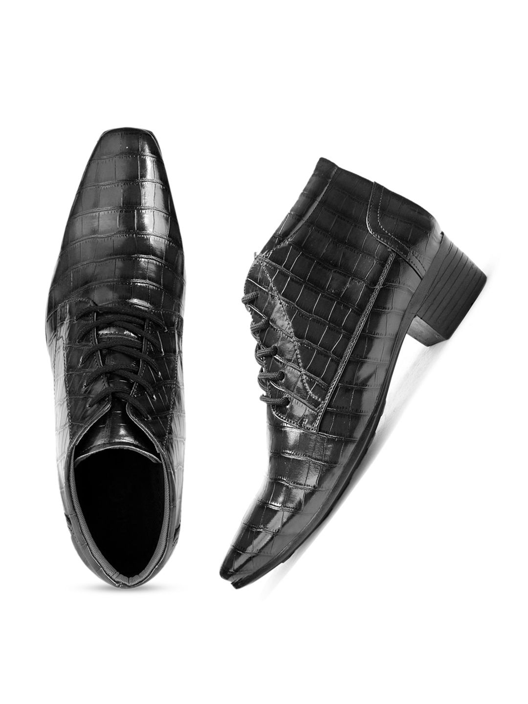 

Bxxy Men Textured Leather Formal Derbys, Black