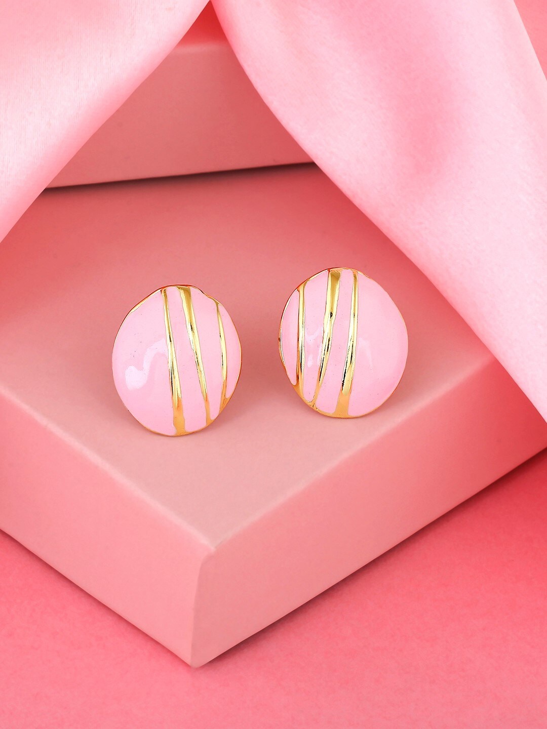 

Estele Gold-Plated Circular Studs Earrings, Pink