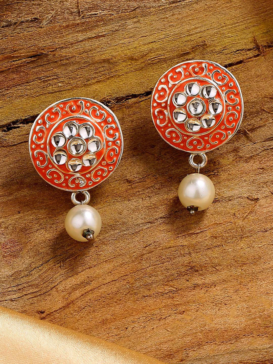 

Estele Rhodium-Plated Floral Drop Earrings, Gold