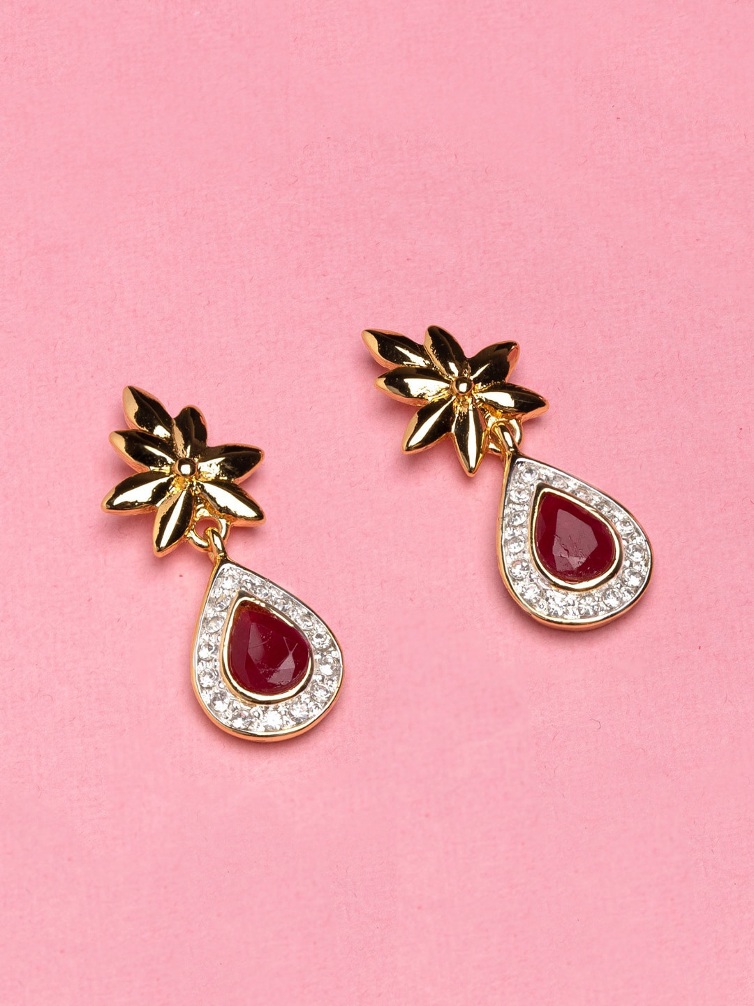 

Estele Gold-Plated Teardrop Shaped Drop Earrings