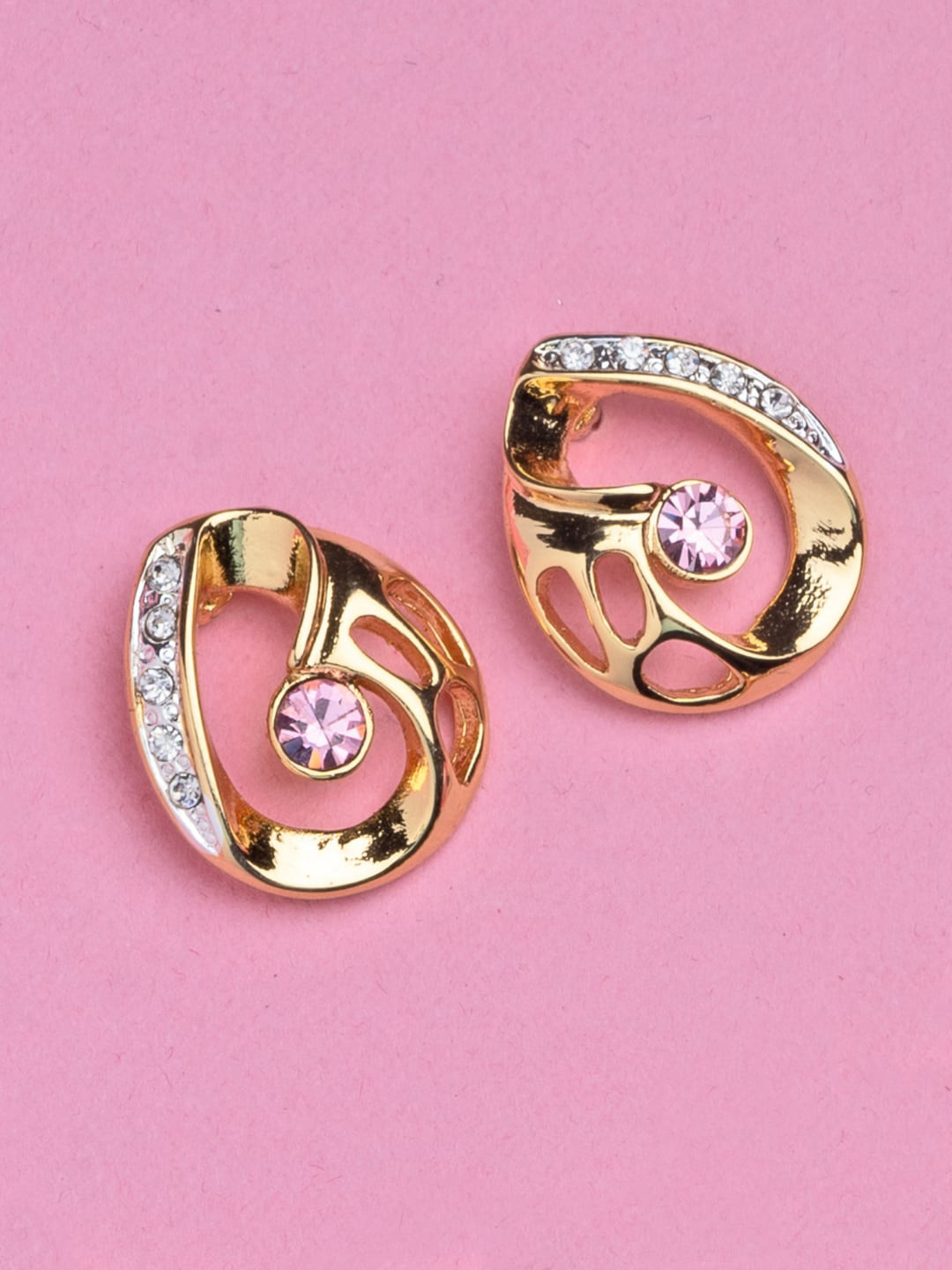 

Estele Gold-Plated Crystal Teardrop Shaped Studs Earrings