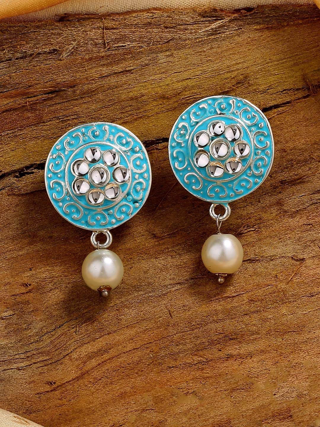 

Estele Rhodium-Plated Floral Pearl-Beaded Drop Earrings, Silver