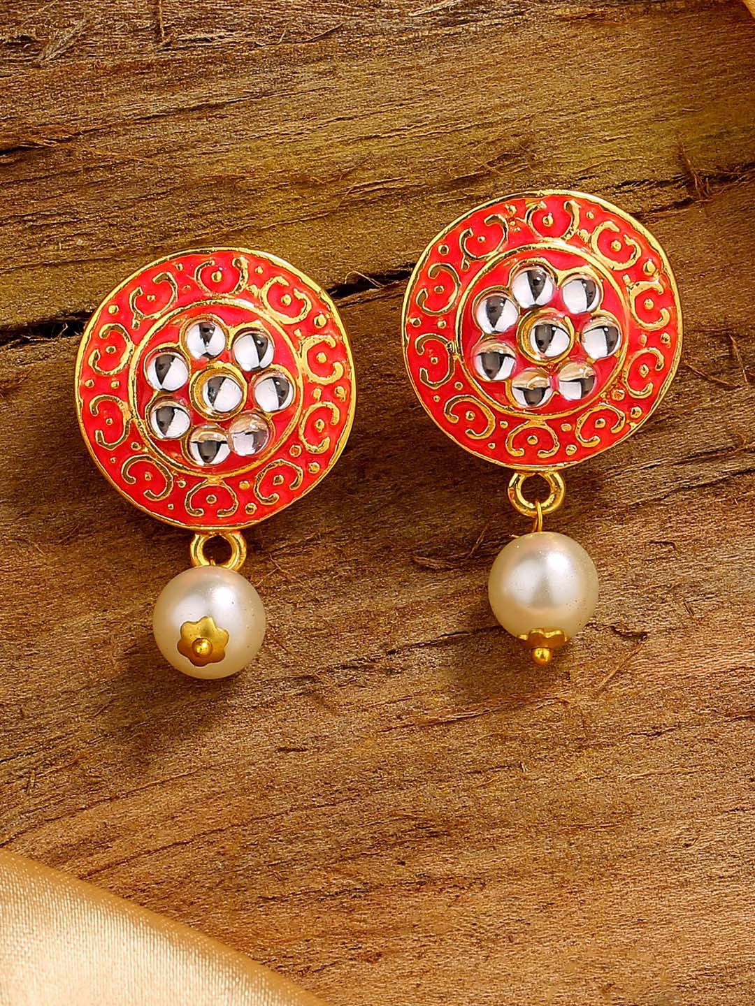 

Estele Gold-Plated Floral Pearl-Beaded Drop Earrings