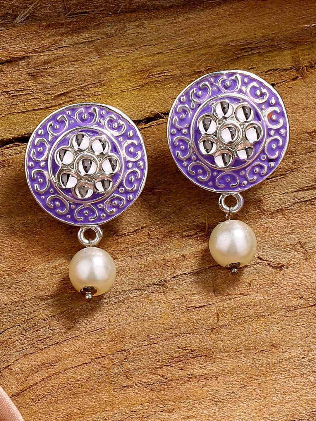 

Estele Rhodium-Plated Floral Drop Earrings, Silver
