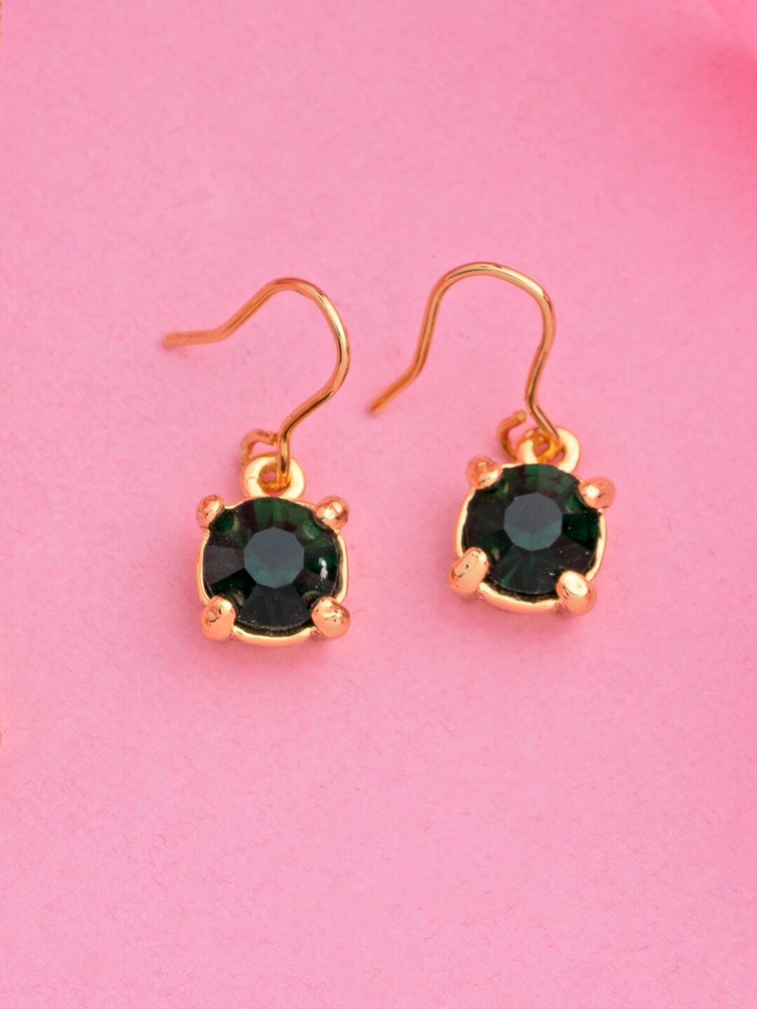 

Estele Gold-Plated Teardrop Shaped Crystals Hoop Earrings
