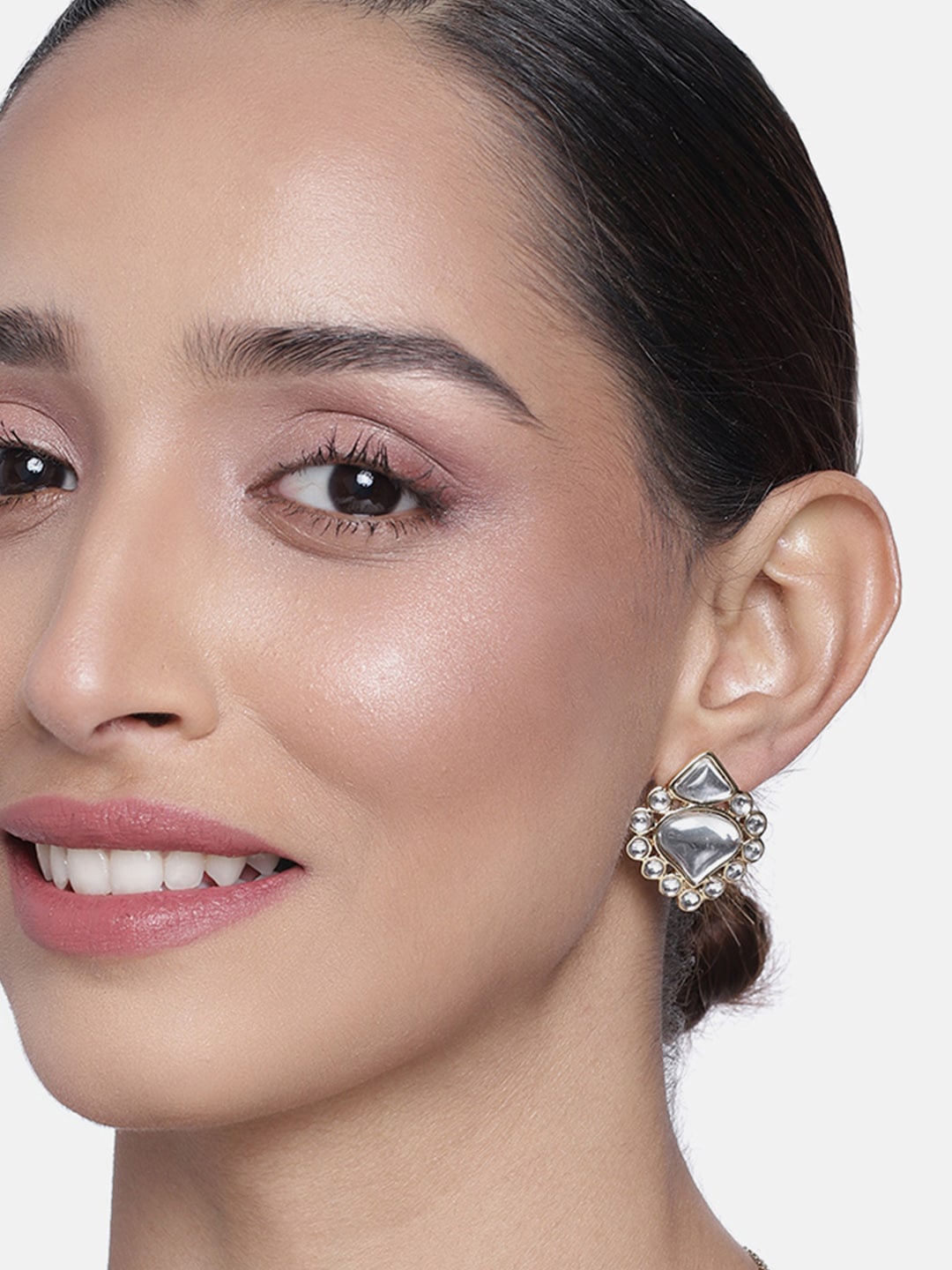 

Estele Gold-Plated Stone-Studded Studs Earrings