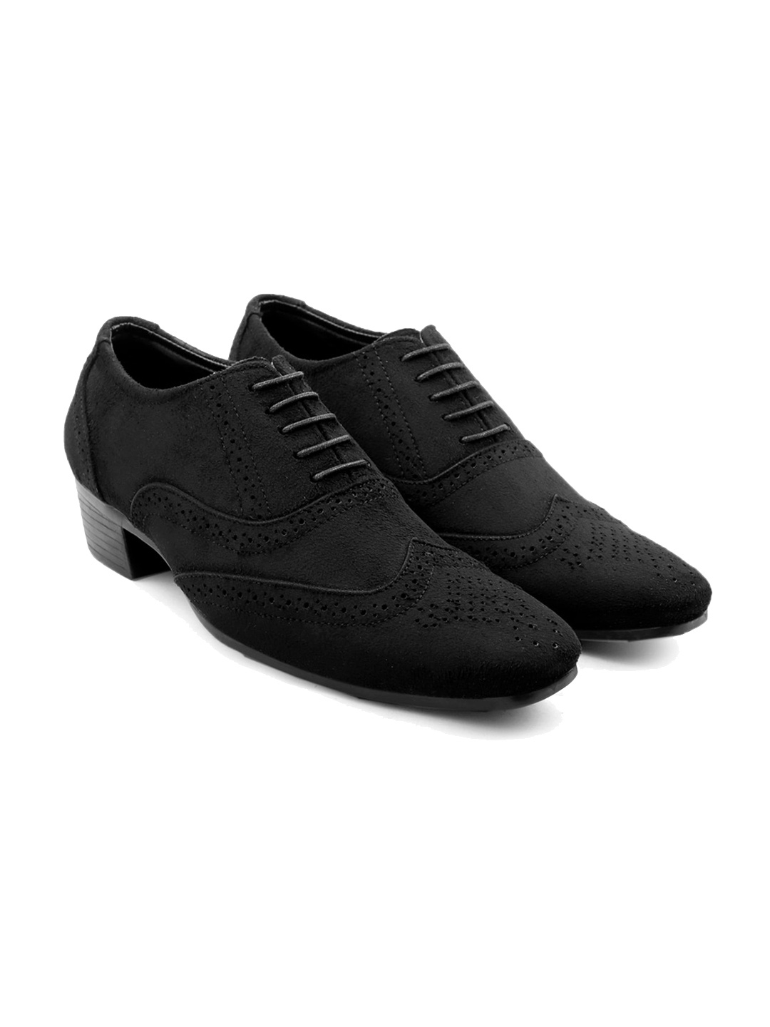 

Bxxy Men Perforated Heeled Suede Brogues, Black