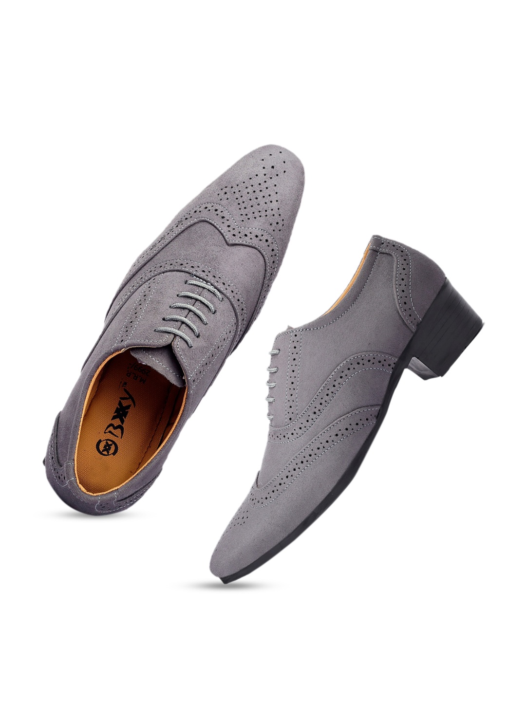 

Bxxy Men Perforated Suede Brogues, Grey