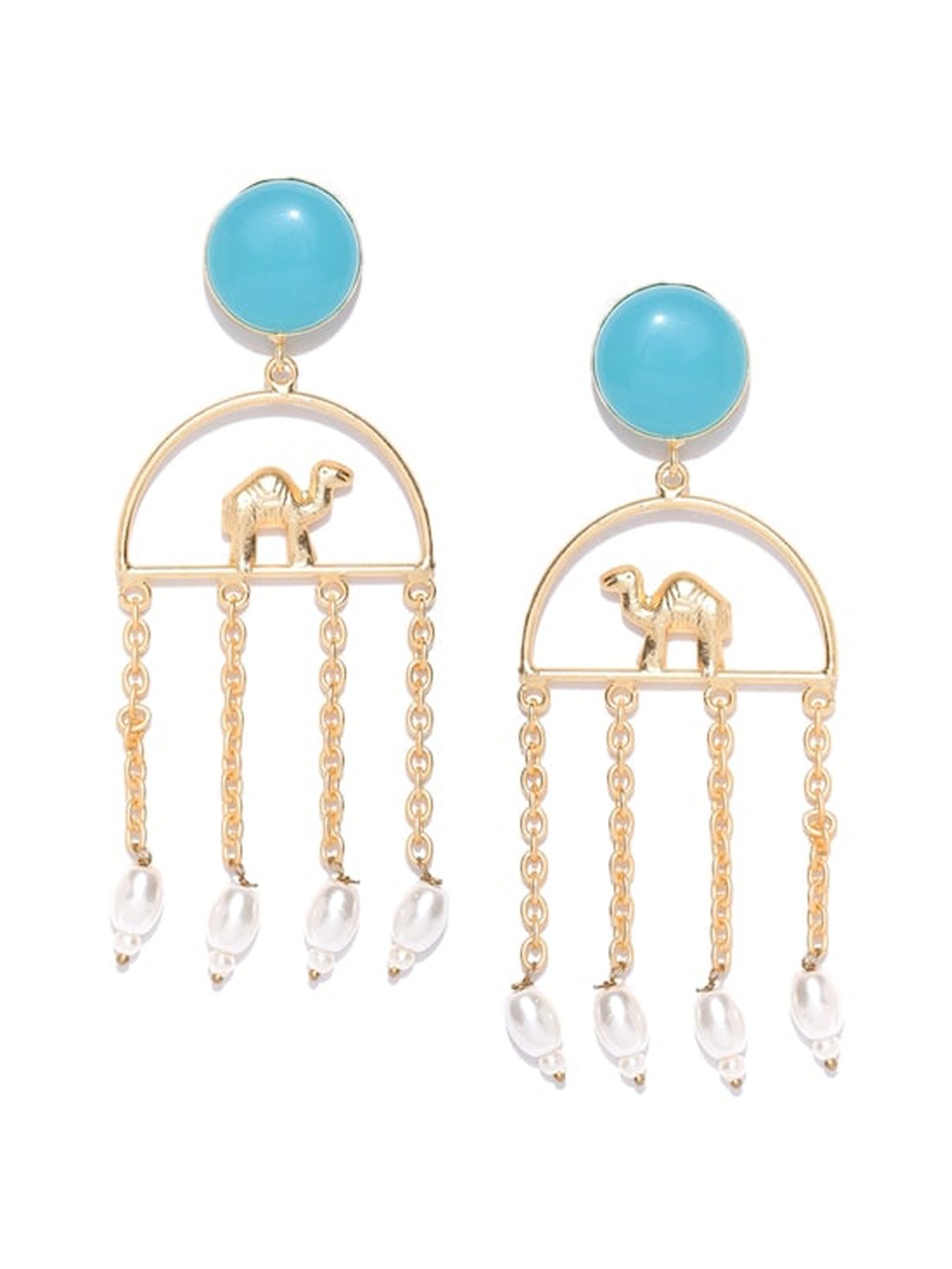 

Infuzze Gold Plated Contemporary Drop Earrings, Blue