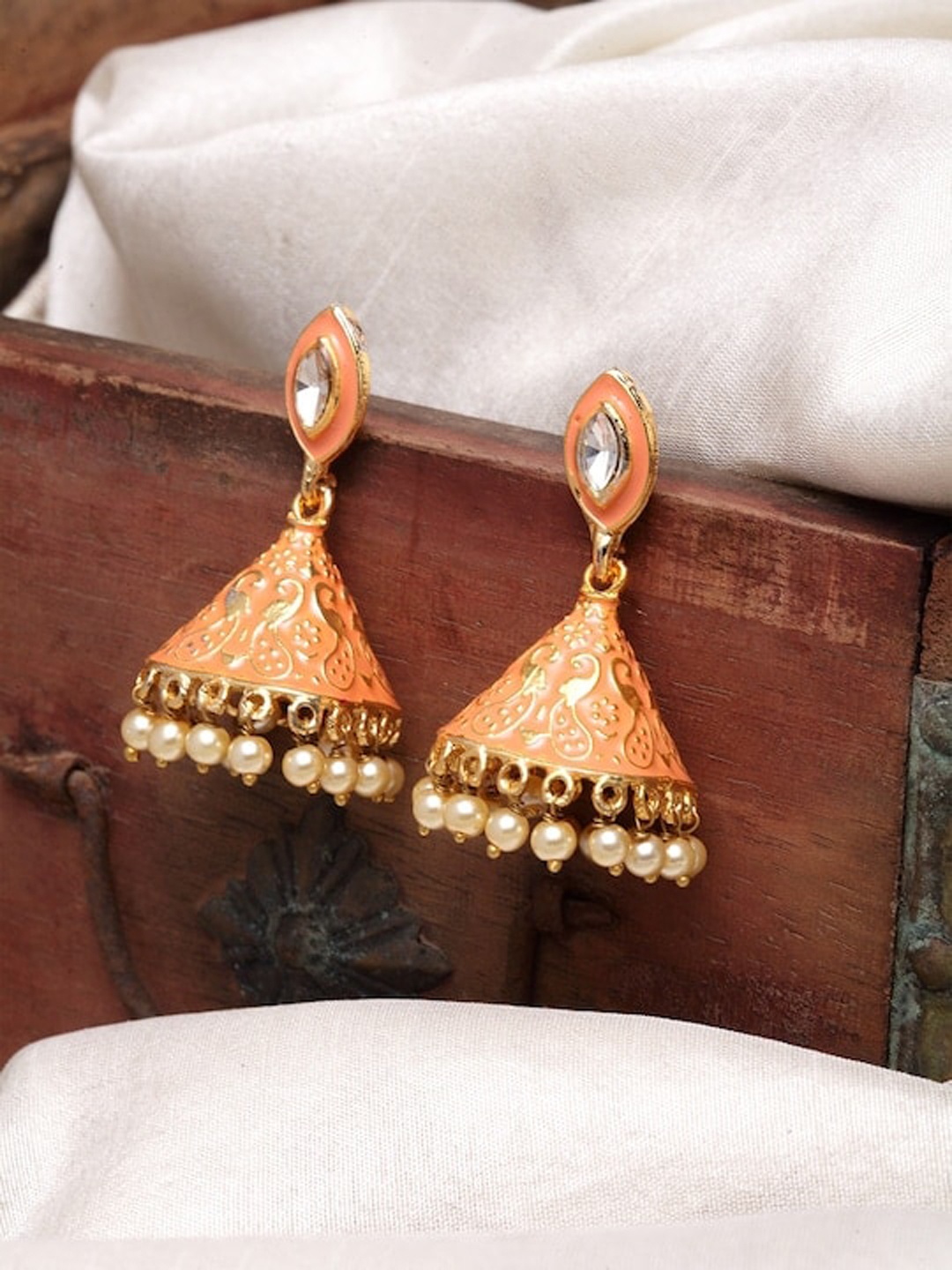 

Infuzze Gold-Plated Dome Shaped Beaded Jhumkas