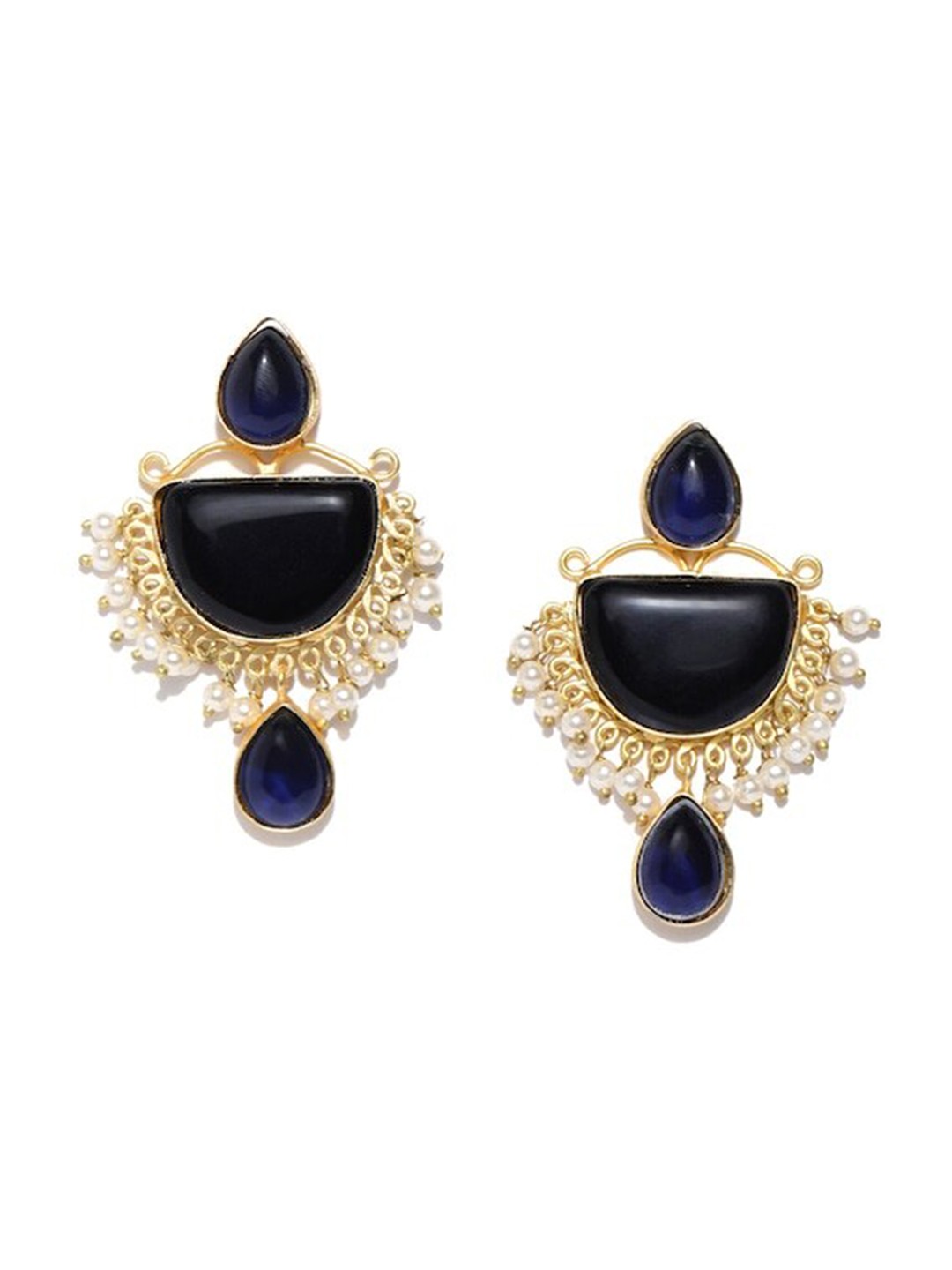 

Infuzze Gold-Plated Contemporary Drop Earrings, Black