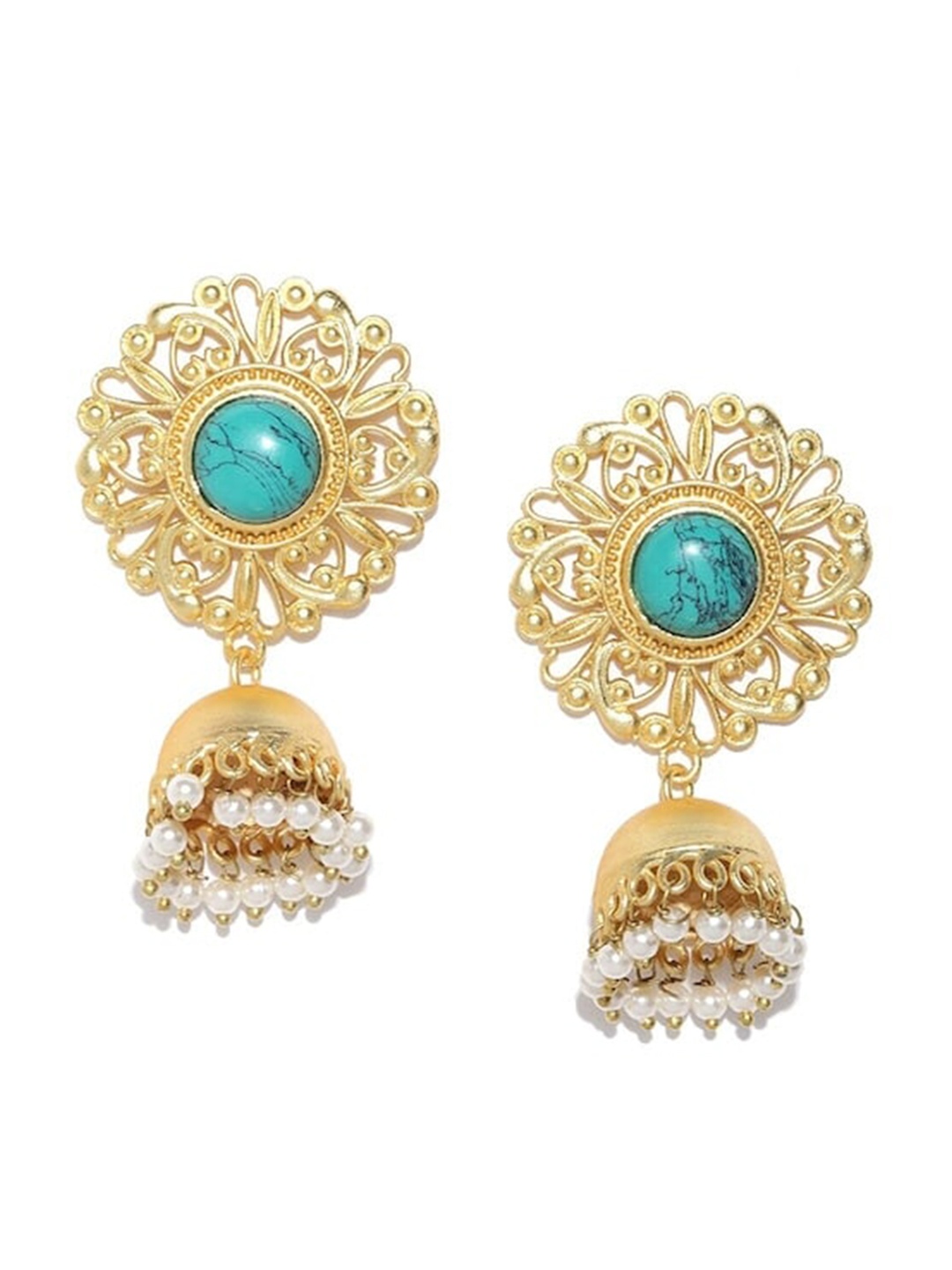 

Infuzze Gold Plated Ethnic Jhumkas, Blue