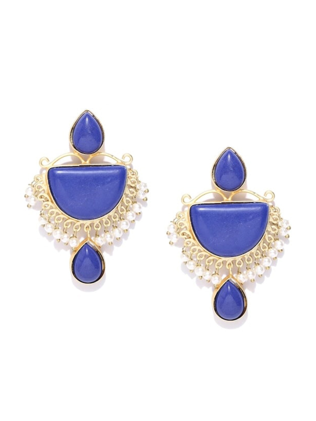 

Infuzze Gold Plated Contemporary Drop Earrings, Navy blue