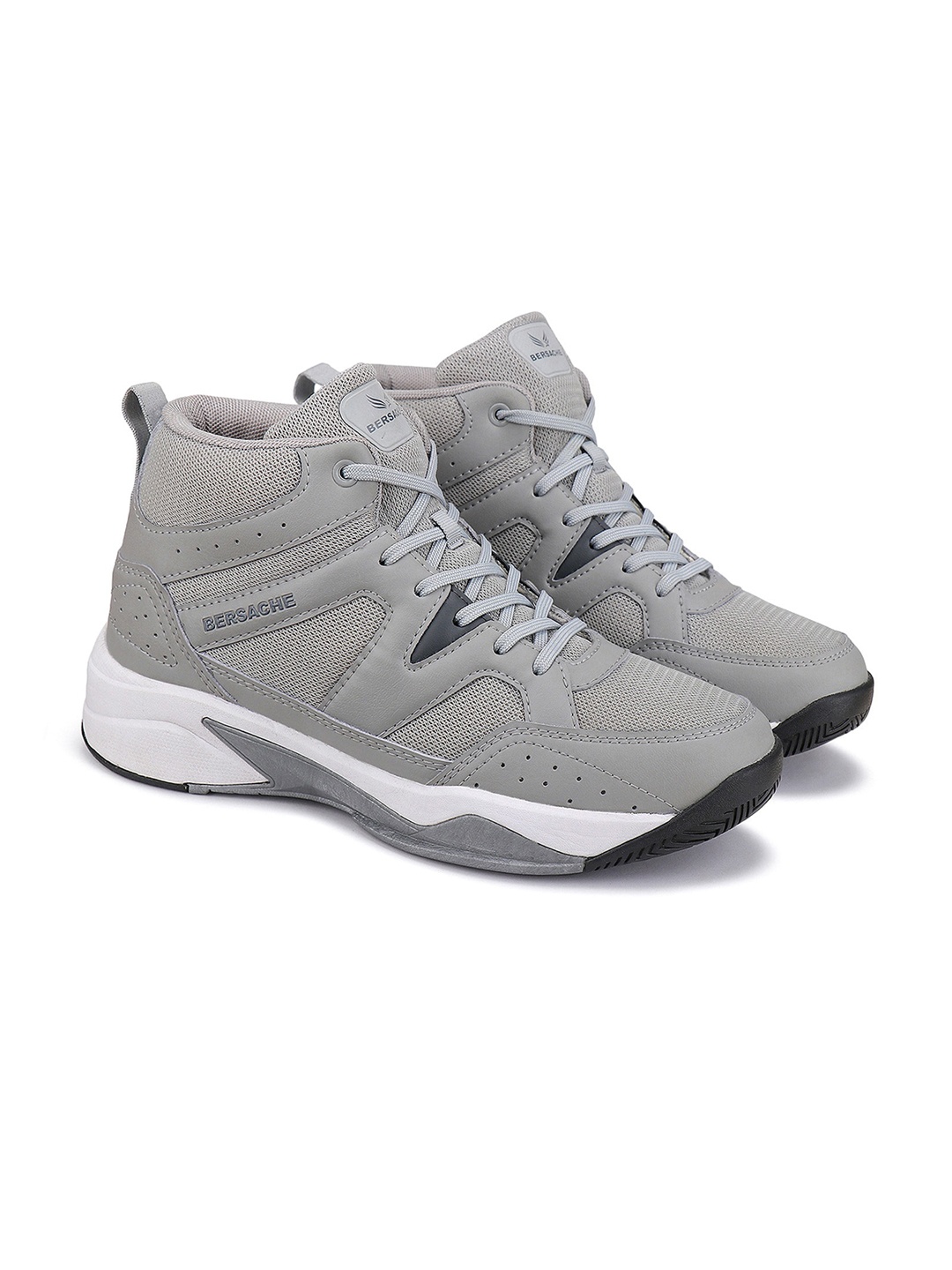 

BERSACHE Men Mid Top Lightweight Comfort Insole Canvas Contrast Sole Sneakers, Grey